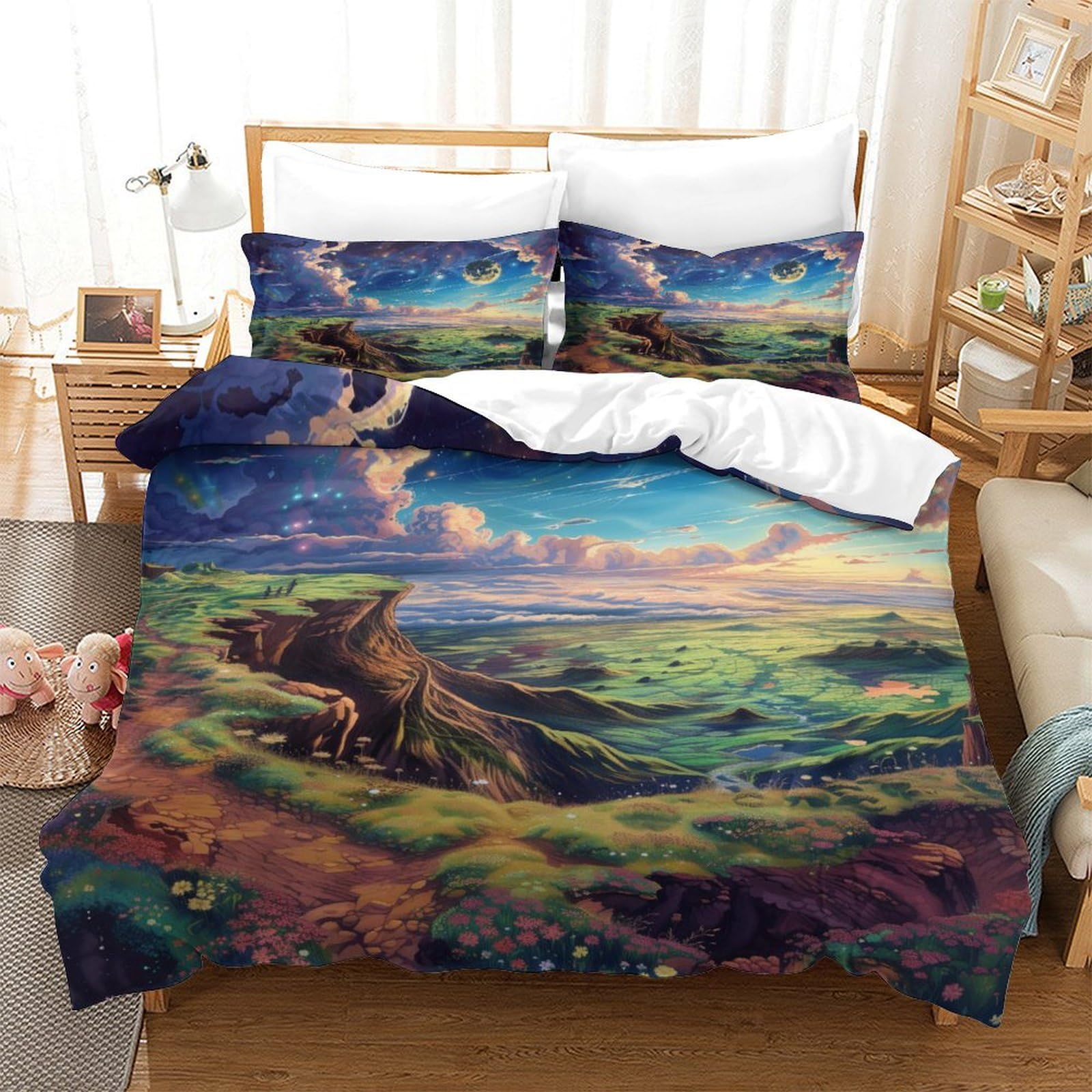 Parure de lit hypoallergénique ultra douce 260 x 220 cm de qualité supérieure motif cosmique