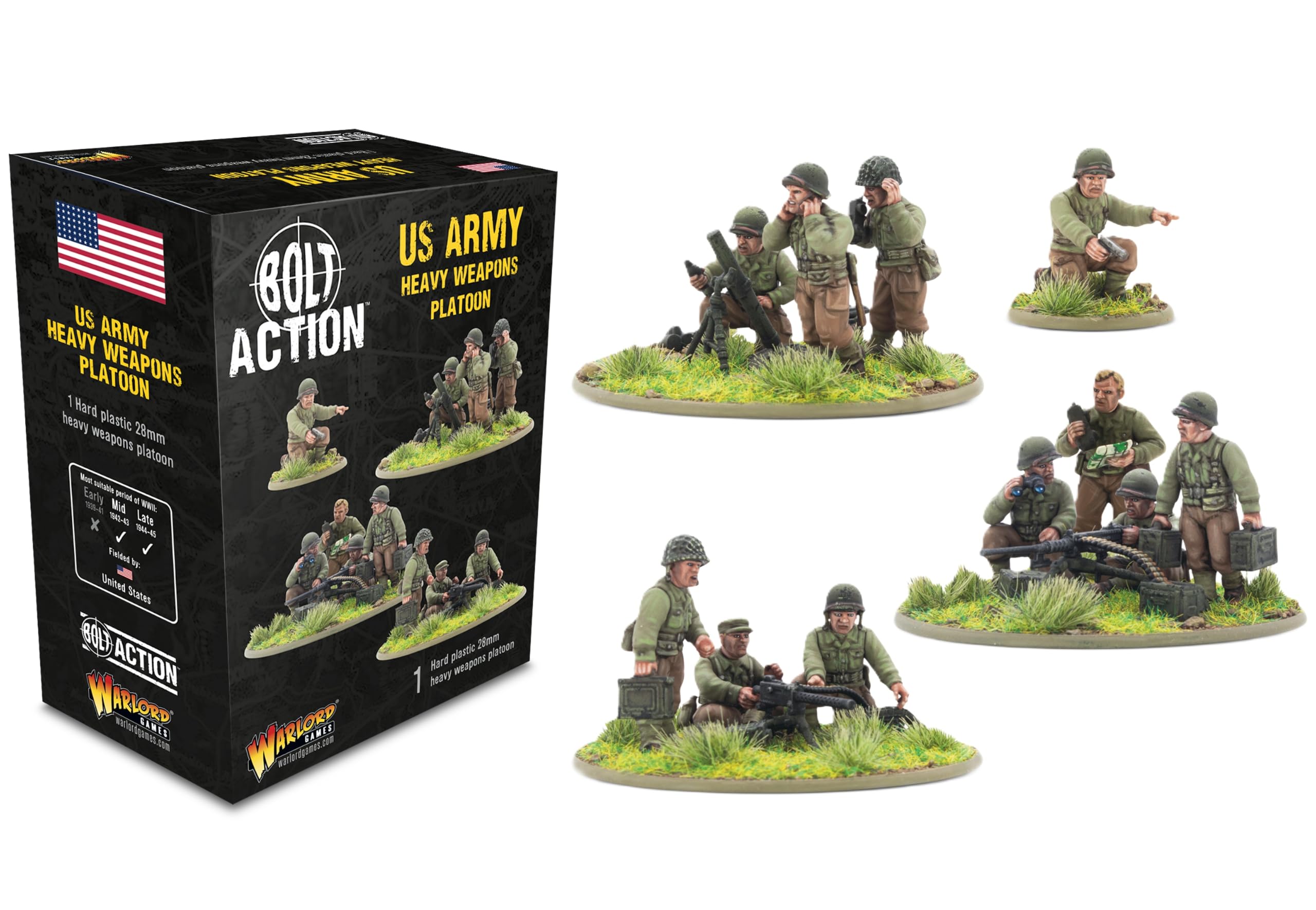 Warlord Games US Heavy Weapons Platoon - 28mm Scale Plastic Miniatures for Bolt Action Highly Detailed World War 2 Miniatures