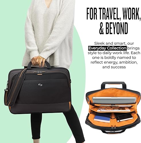 Miniatura 4 de Solo New York Maletín – Bolsa de transporte para laptop para mujeres y hombres, breve para viajes y trabajo, bolsillo interno para tableta, correa