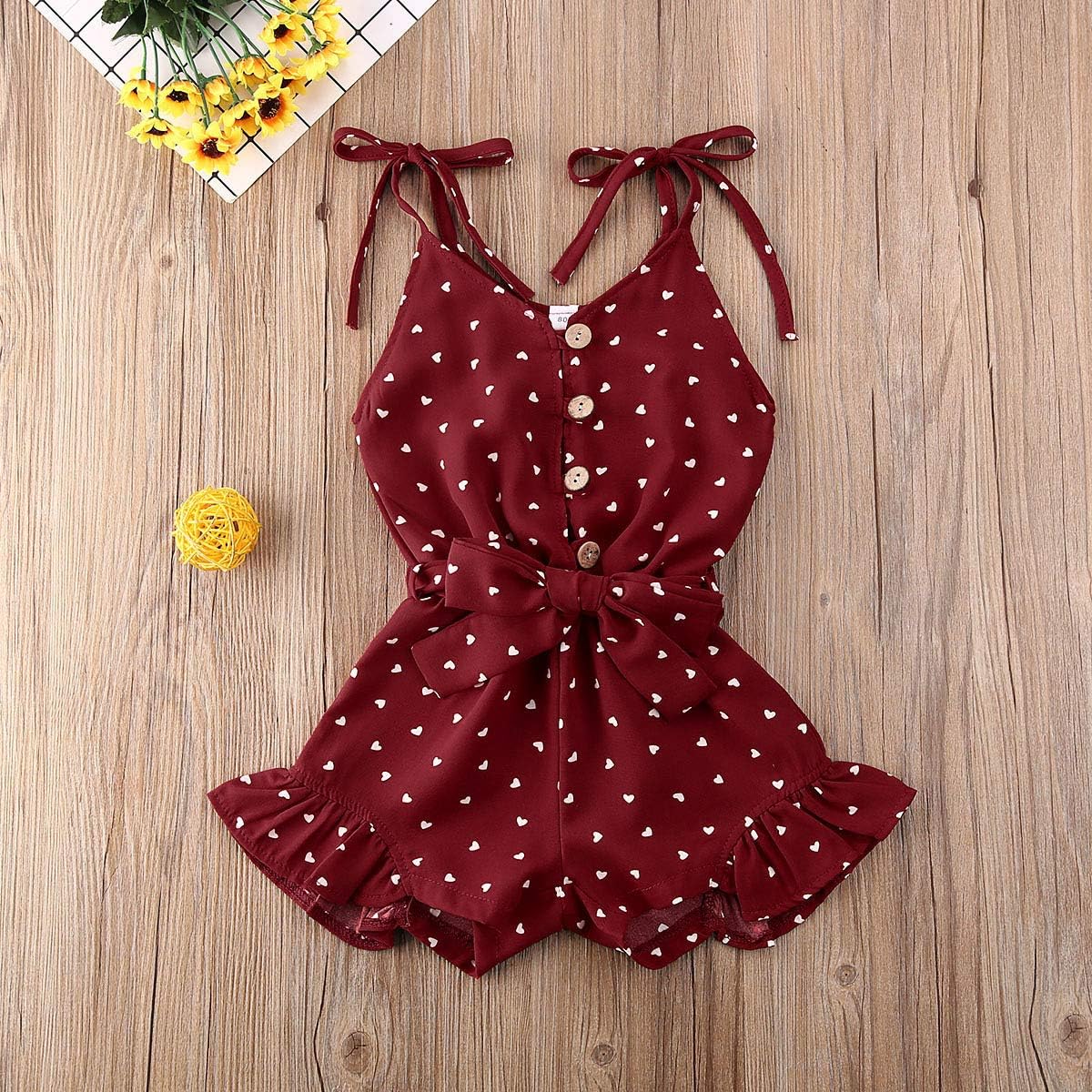 Toddler Kid Baby Girl Strap Sleeveless Romper Halter Heart Jumpsuit Bodysuit Shorts Overalls Summer Outfits Set