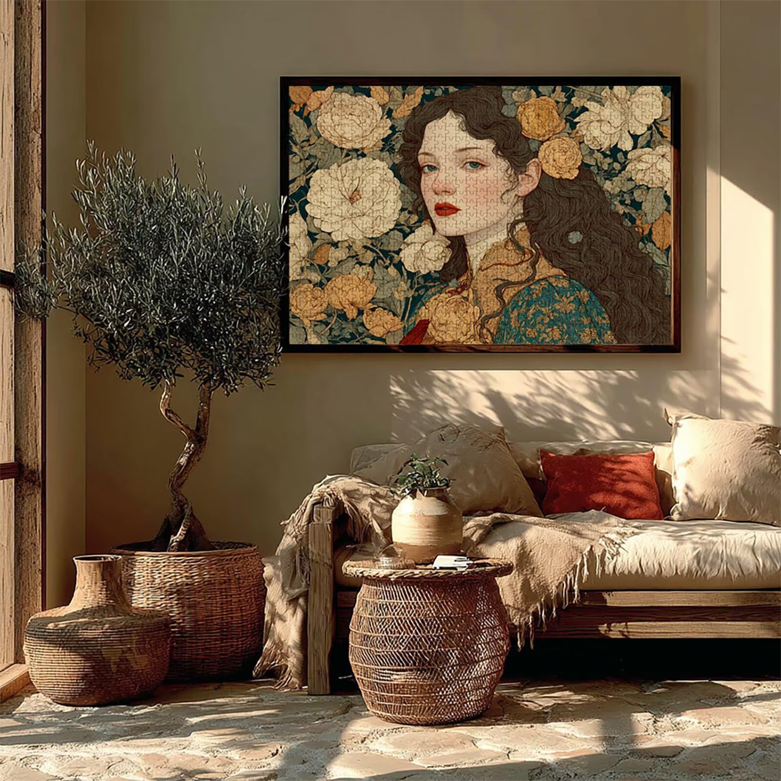 Kobieta Puzzle 5000 sztuk dla dorosłych, drewniane puzzle z pudełkiem 156x105cm, puzzle dla dorosłych o wysokiej trudności, DIY gra logiczna, kreatywna rozrywka, dekoracja letnia, (kwiat) 0-6772