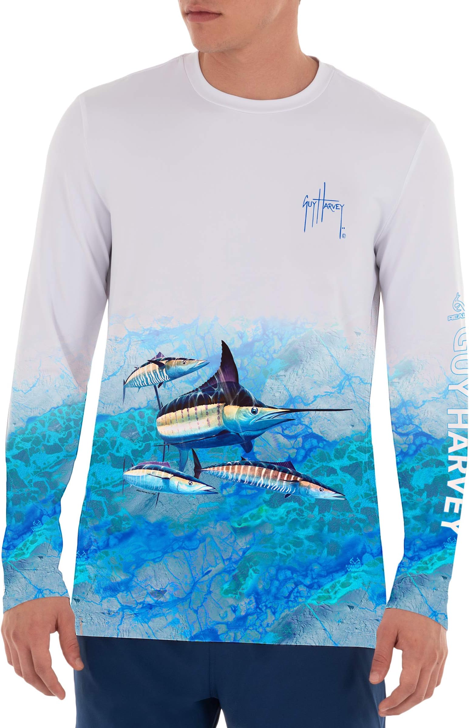 Guy HarveyMen’s Long Sleeve Performance Shirt with 50+ UPF Sun Protection