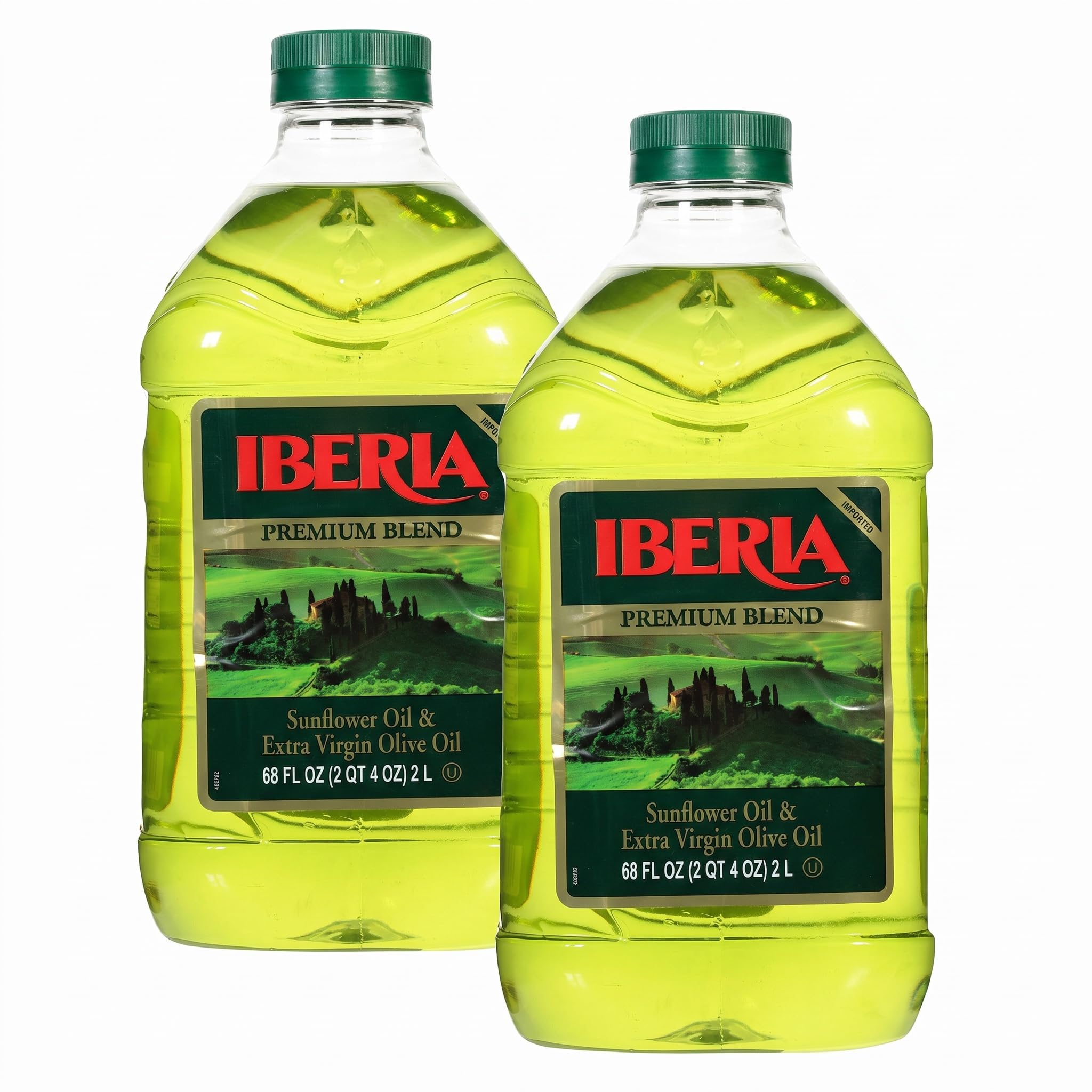 Iberia Premium Blend, Sunflower Oil & Extra Virgin Olive Oil, High Heat Frying, 68 Fl Oz (Pack of 2)
