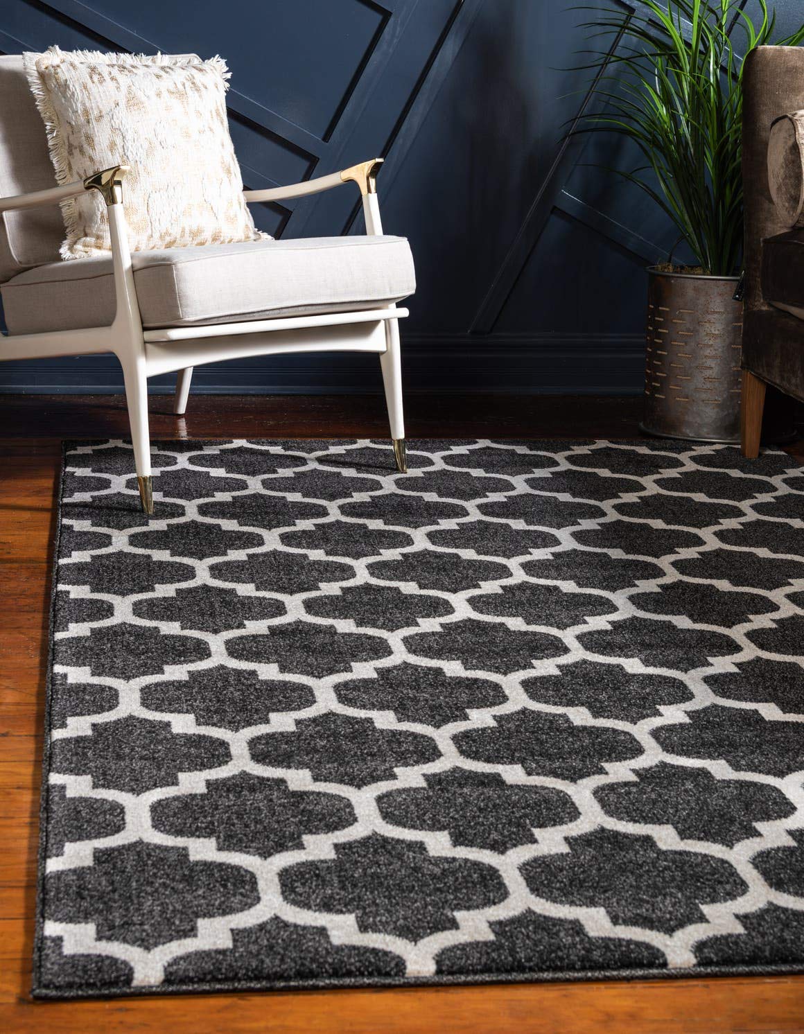 Unique Loom Trellis Collection Area Rug - Philadelphia (8' x 10' Rectangle Black/Beige)