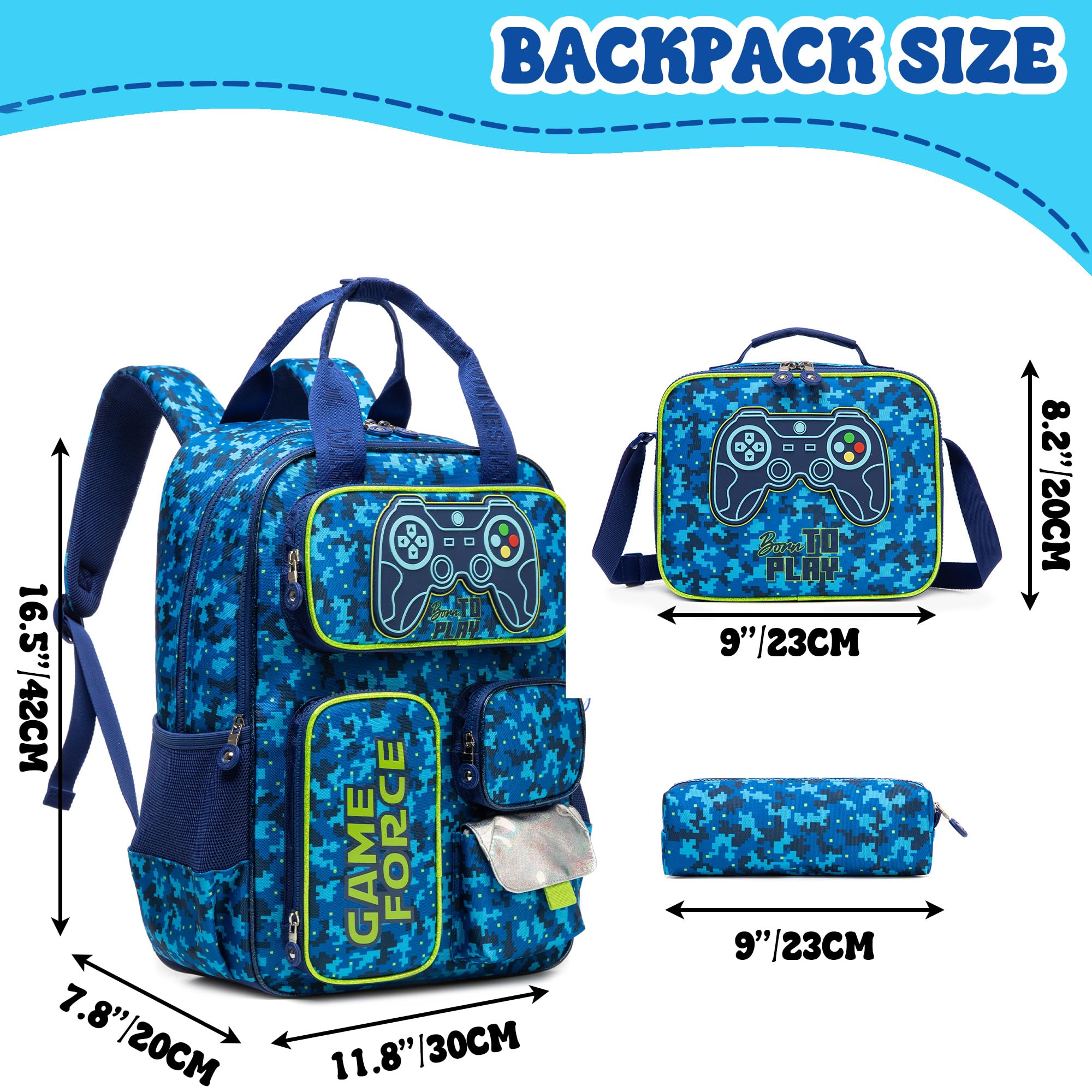 School Backpacks for Boys Backpack with Lunch Bag for Elmentary Students Kids Travel Bookbag for Boys Age 6-12