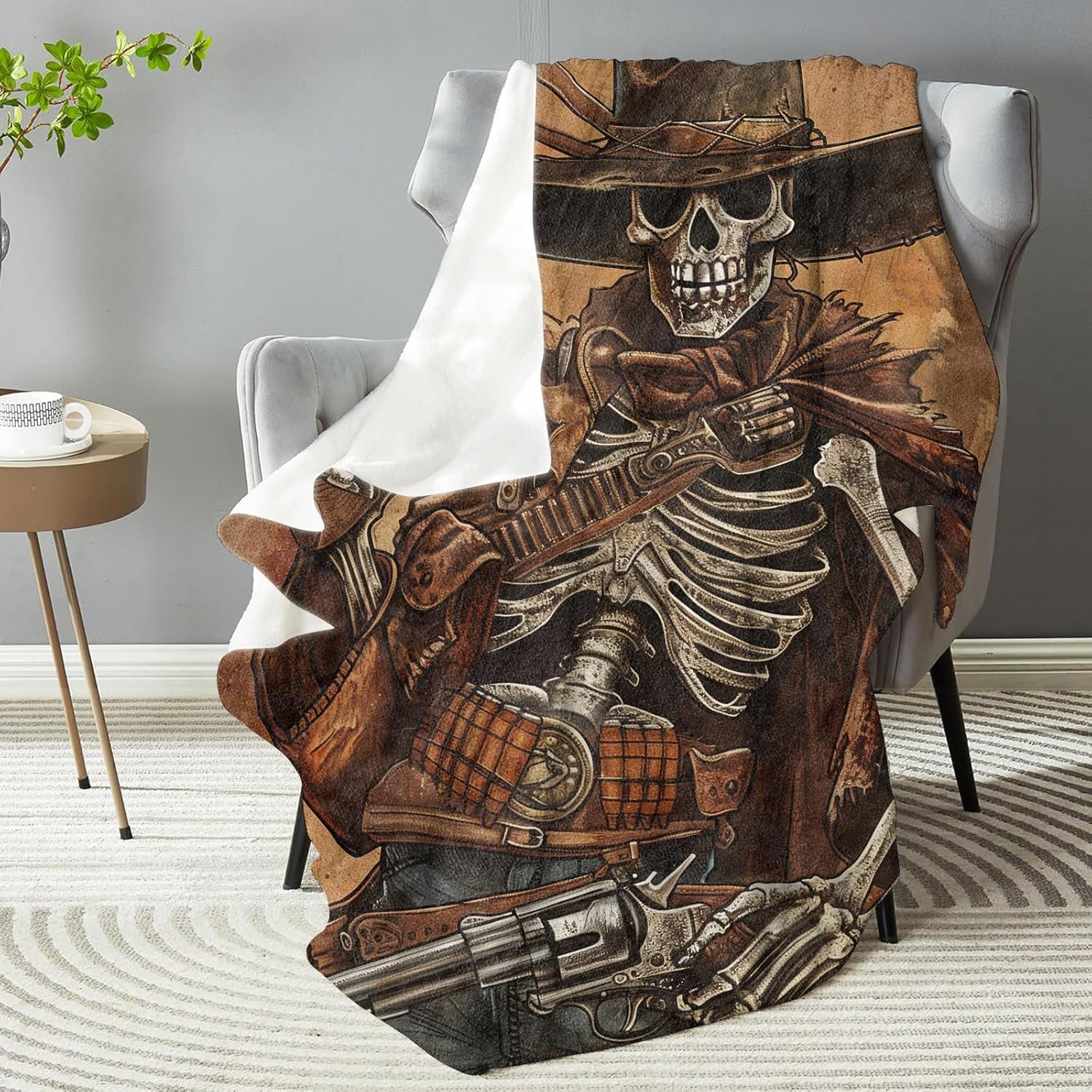 for Skull Skeleton Plush Throw Blanket - Ultra-Soft, Comfy, Lightweight, Warm, and Fuzzy Flannel Blanket for Men Women for Couch, Bedroom 50in×60in - Image 2