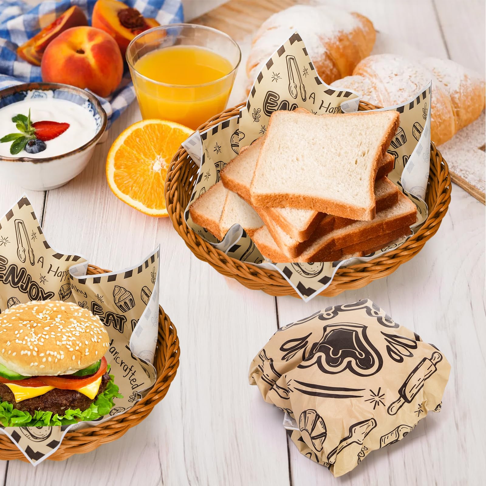 200Pcs Deli Paper Sheets 12x12",Premium Food Basket Liners,Grease - View #7