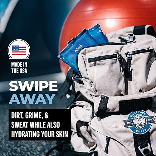 Miniatura 6 de Game Face Toallitas corporales desodorizantes, 25 unidades de tela compostable de tamaño extra grande, formuladas naturalmente, toallitas