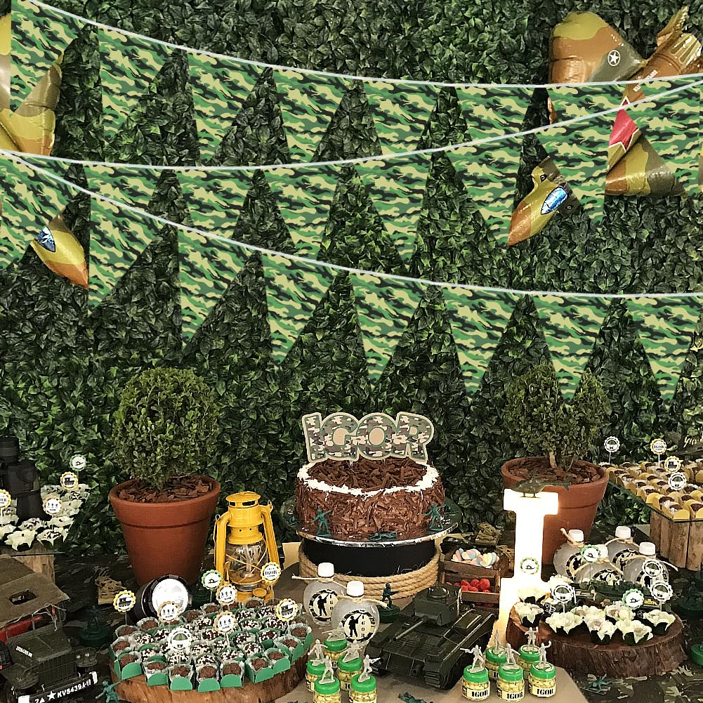 Camouflage Papier Bunting, 3M Camo Pennant Banner Avec 10