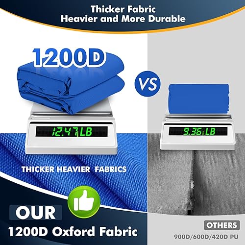 Miniatura 36 de Funda impermeable 1200D para lanchas, se adapta a barcos de bajo de 14 a 16 pies, casco V y tri-casco, lona resistente, color negro