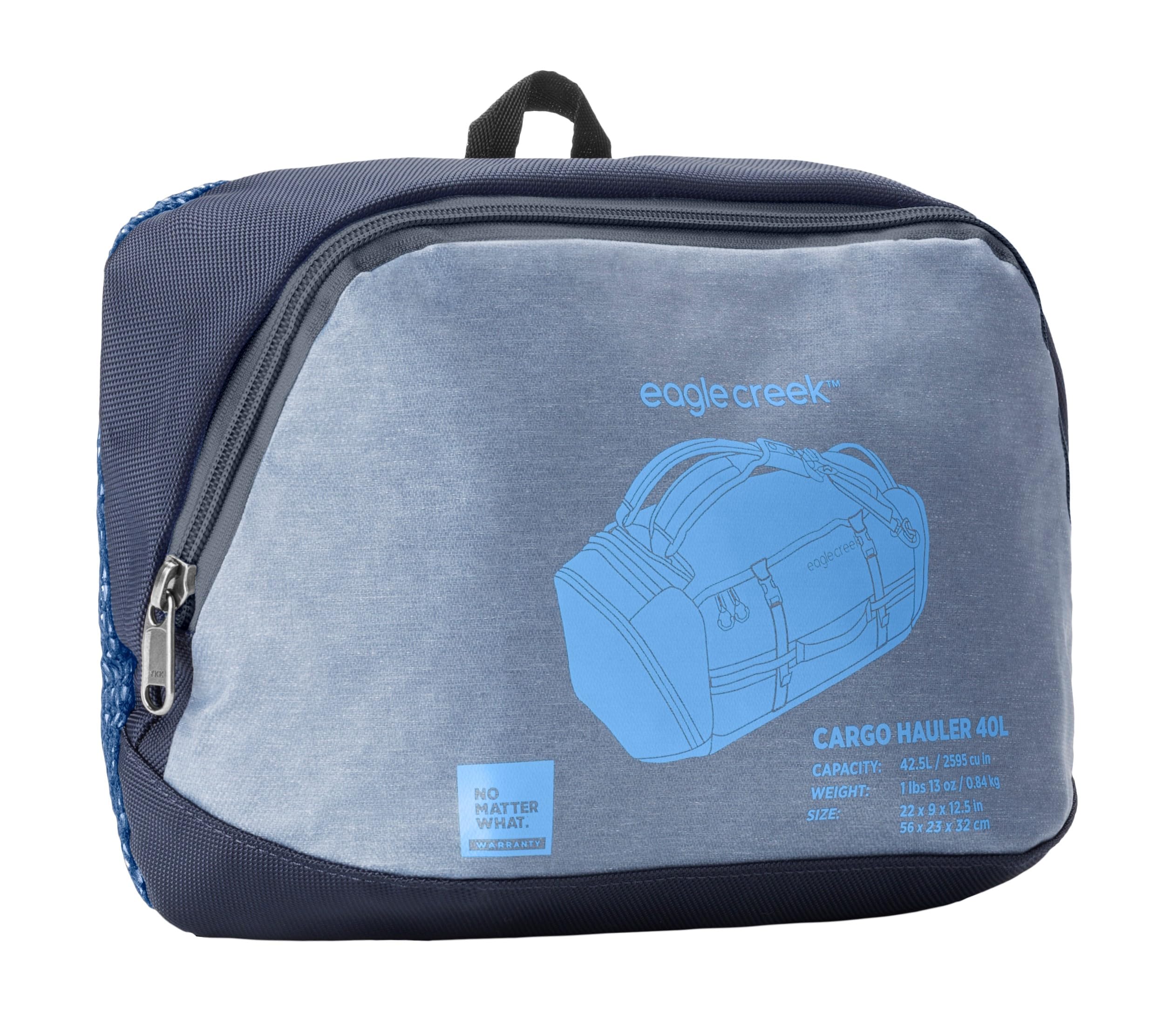 Eagle Creek Cargo Hauler Reisetasche 40L I Extrem robust & wasserabweisend I Duffel mit Rucksack-Tragefunktion für Reisen & Outdoor I 40L Volumen I Glacier Blue