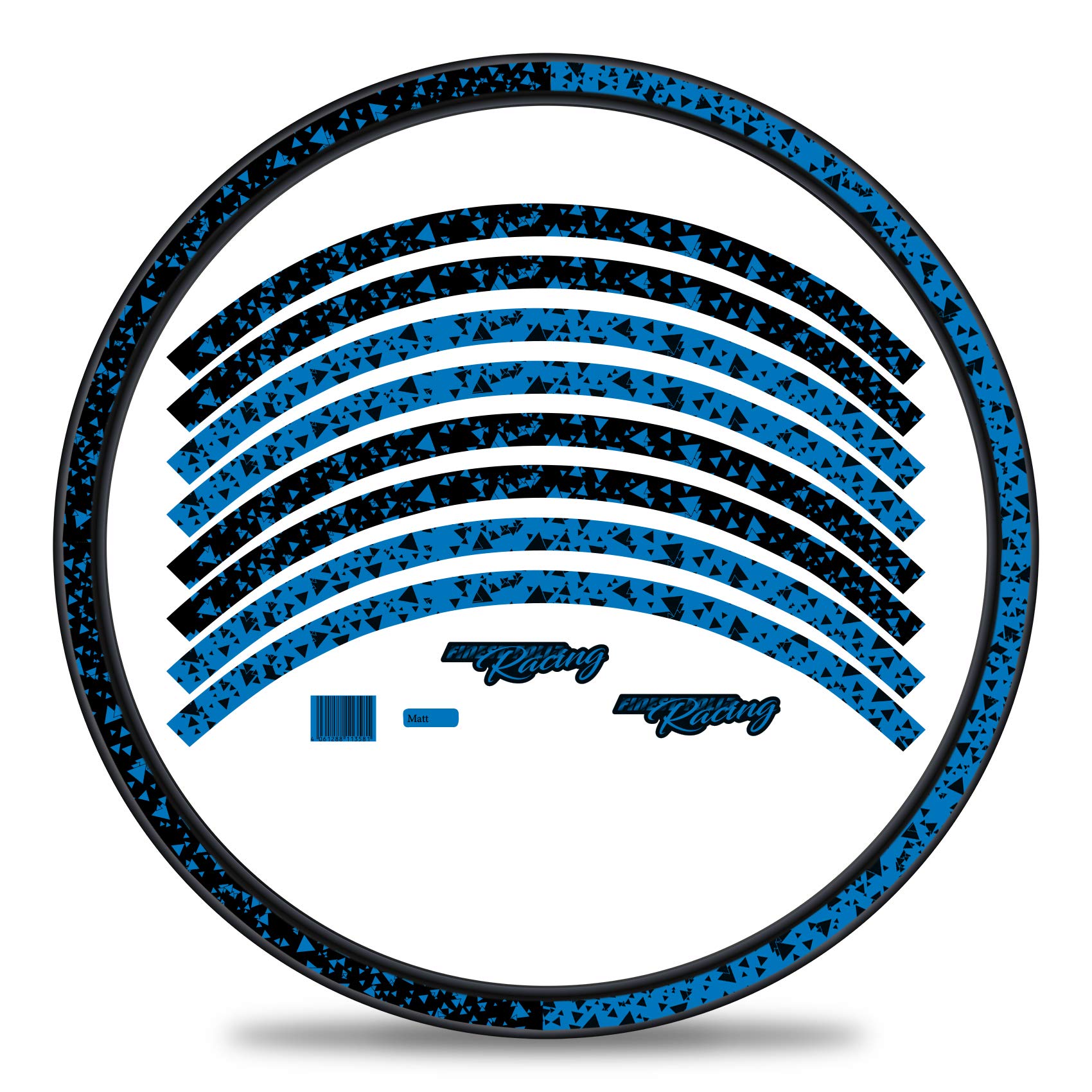 Set of 16 Wheel Rim Stickers for Bicycle Rims in 2 Face Design Complete Set for 27 Inch 29 Inch for Road Bike Mountain Bike MTB Balance Bike RX031 (Neon Blue, Matte)