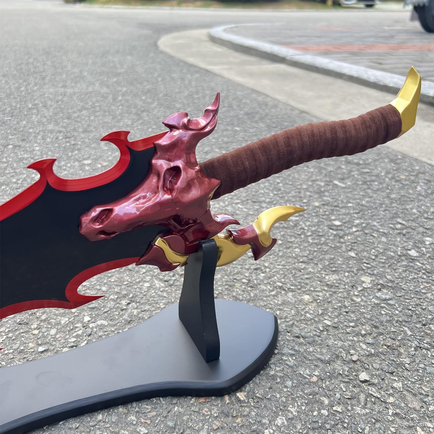 24.8" Anime Demon King Soralion Full Metal Sword with Display Stand Sung Jinwoo Cosplay Sword Dragon Handle,for Cosplay,Display,Collection,Gift