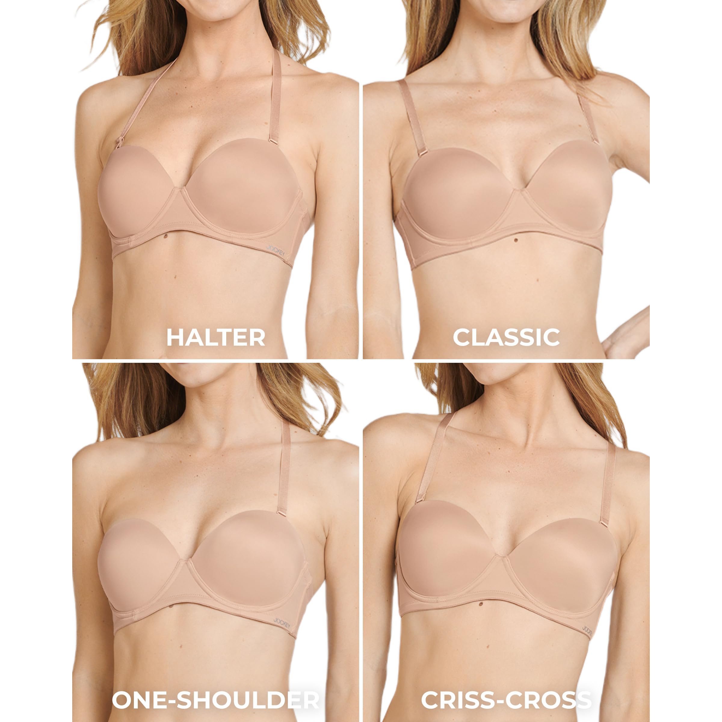 Jockey Reggiseno da donna senza spalline multiway con cuscino