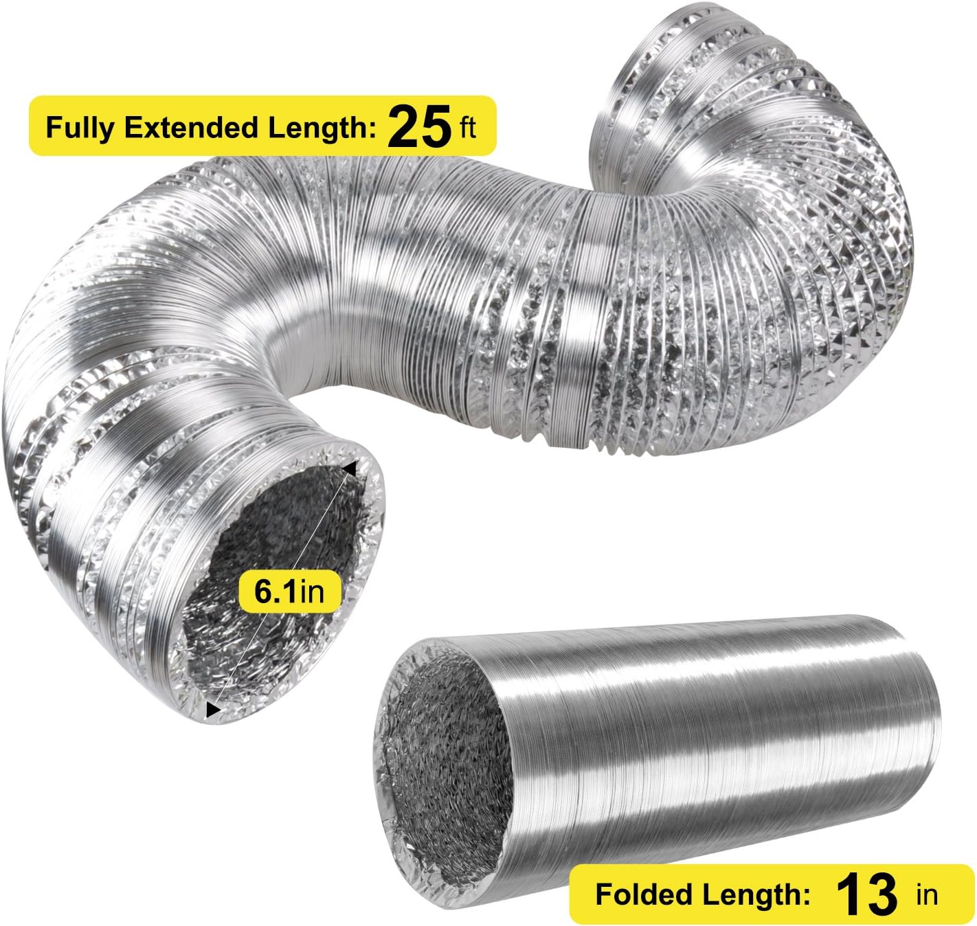 iPower GLFANXEXPSET6D25CHUMD 6 Inch 294 CFM Inline Filter 25 Feet Ducting with Fan Speed Controller and Temperature Humidity Monitor and Grow Tent Ventilation, Kits, Black