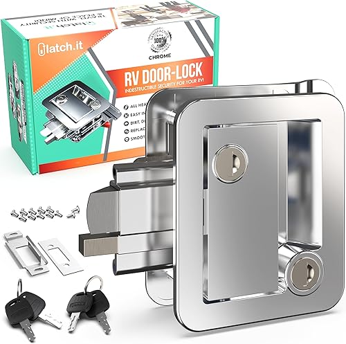 Miniatura 12 de LATCH.IT Reemplazo de Cerradura de Puerta Negra para RV Manija de Puerta de RV Totalmente de Metal se Adapta a Agujeros de 2.75"x3.75" Cerradura