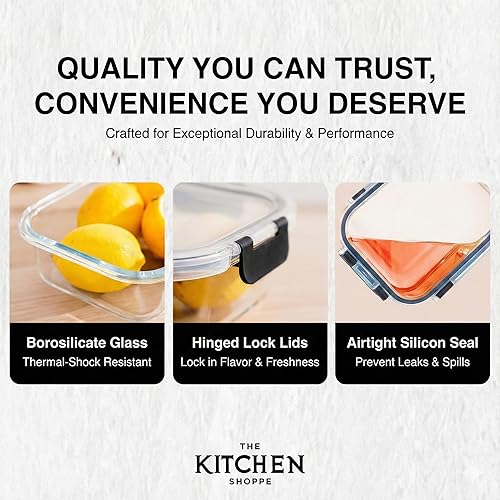 Miniatura 4 de KITCHEN SHOPPE - 24 recipientes de almacenamiento de vidrio de borosilicato con tapas herméticas  Contenedores de almacenamiento de alimentos