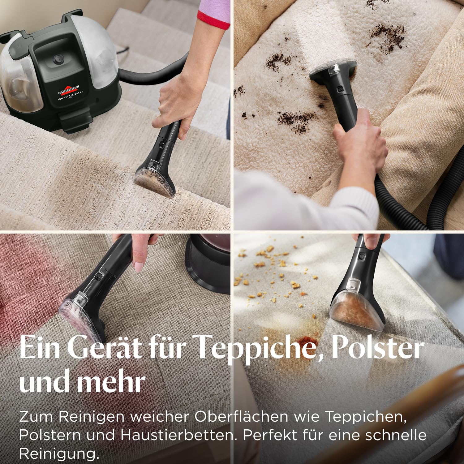 Bissell SpotClean Mini Polsterreiniger Gerät mit Kabel, Tragbarer Teppichreiniger, Optimal für schnelle Reinigungen, Kompakt & Leicht Waschsauger, Mobiler Nasssauger für Auto, Boot, Sofa & Mehr, 41491