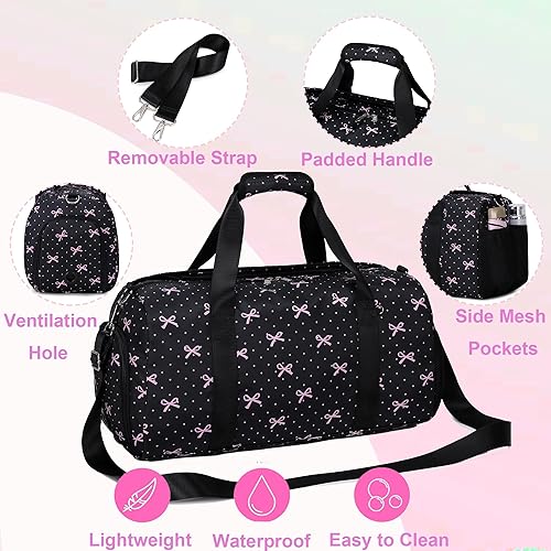 Miniatura 5 de Bolsa de lona para niñas, bolsa de baile para niñas, bolsa de gimnasio para niñas, bolsa de viaje para fin de semana, pijamada, bolsa para pasar la