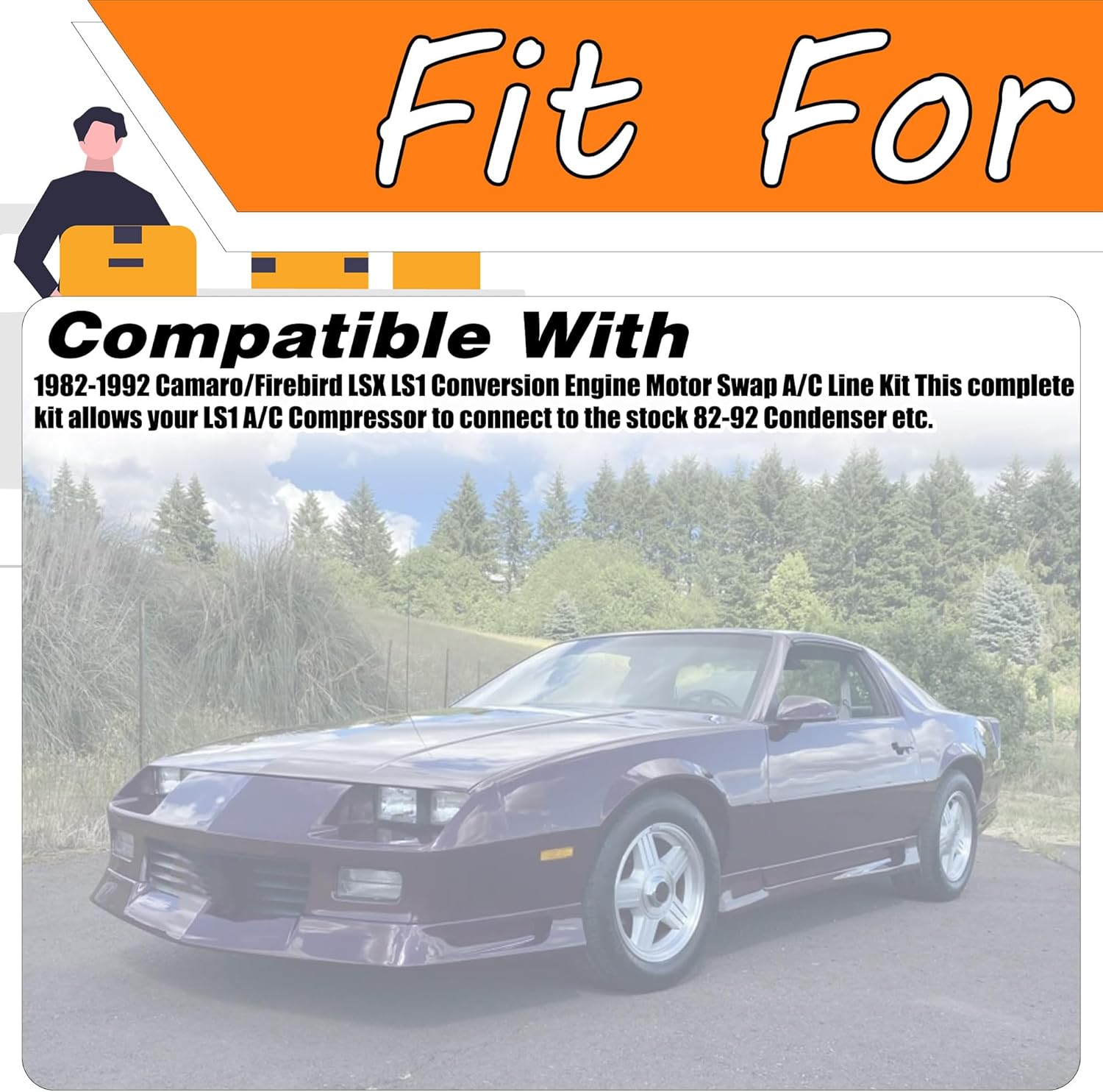 Air Cleaner Intake Hose Tube, Engine Motor Swap A/C Line Kit, 9.2 x 4 inches, Black