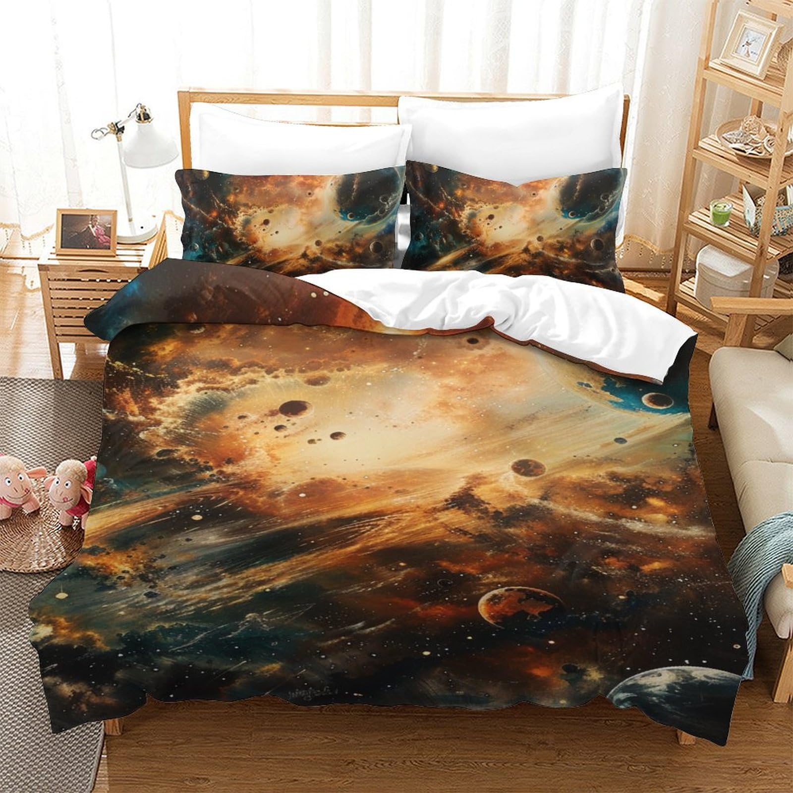 Parure de lit galaxie 140x200cm microfibre respirante contre la transpiration