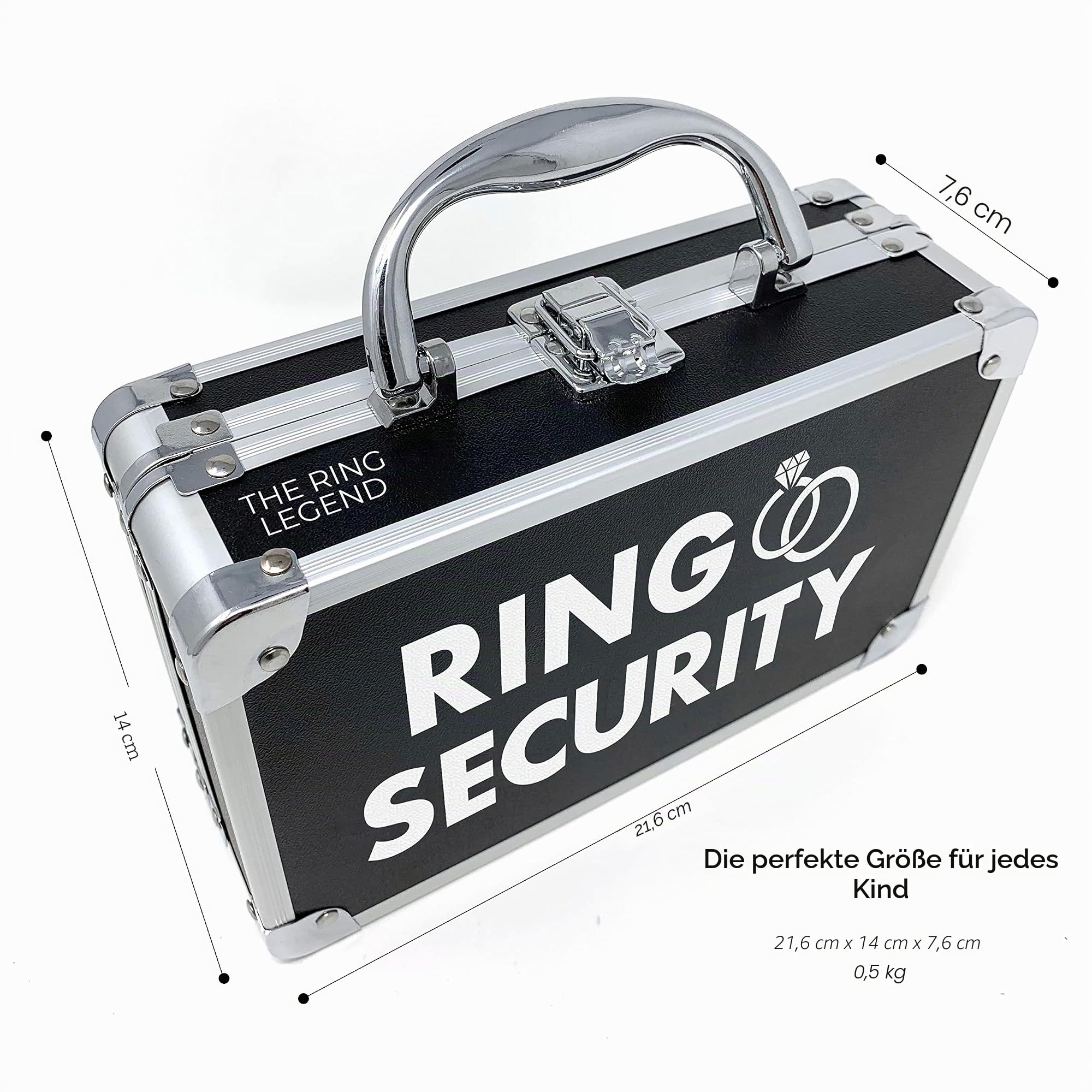 THE RING LEGEND Ring-Sicherheits-Ringträger-Aktentasche mit gepolsterten Schlitzen zum Halten von Ringen – Ringträger-Geschenke – Hochzeitsring-Sicherheits-Etui für Kinder – Spezialagent Ringträgerbox