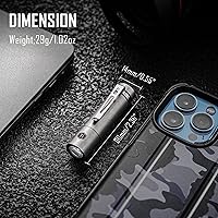 Vista 6 de KeyUnity KF04 Mini LED Flashlight with Pocket Clip - Super Bright Handheld Size Titanium EDC Keychain Penlight for Outdoor Camping, Hiking, Climbing