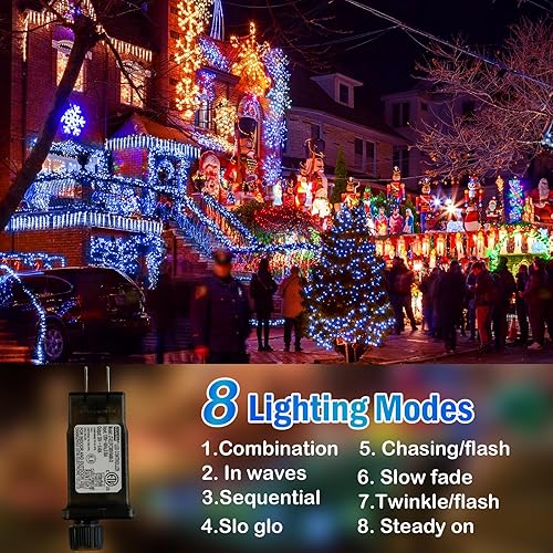 Miniatura 2 de Luces de Navidad para exteriores de 393 pies, 1200 luces LED de Navidad con 8 modos, impermeable, tira de luces LED enchufables, decoraciones de