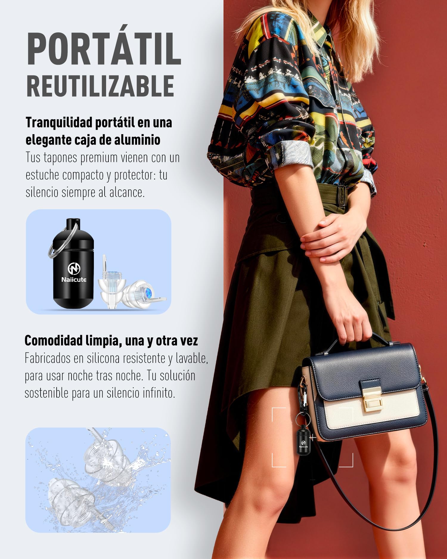 Tapones para los oídos para avión 2 pares, Tapones Reutilizables para prevenir el dolor de tímpano y Antiruido, Protección Auditiva para Adultos/Niños 12+ con pequeños canales