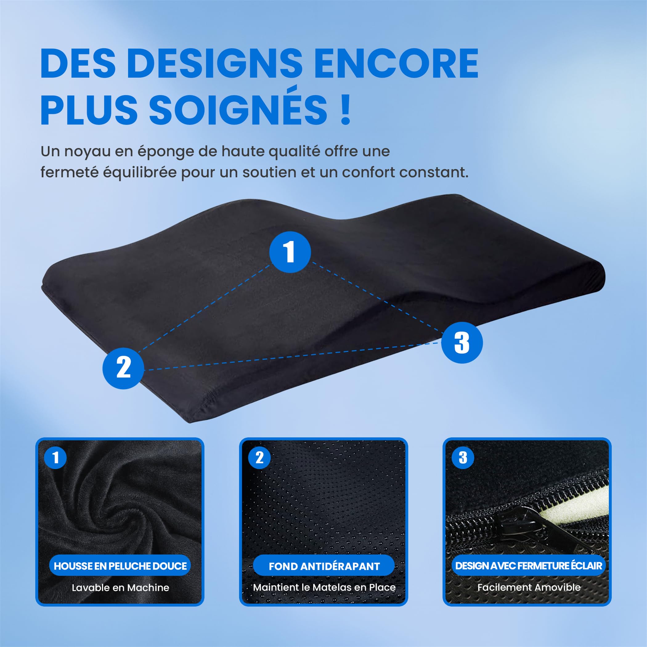 Surmatelas ergonomique incurvé en mousse à mémoire de forme pour table de massage salon de beauté (noir, 180 x 70 cm)