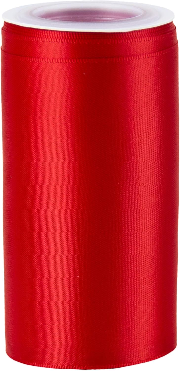 VATIN Double Face Red Satin Ribbon 4 Continuous 5 Yards,Red Polyester Fabric Ribbon use for Bows Bouquet, Gift Wrapping, Floral Arrangement Wedding Decoration