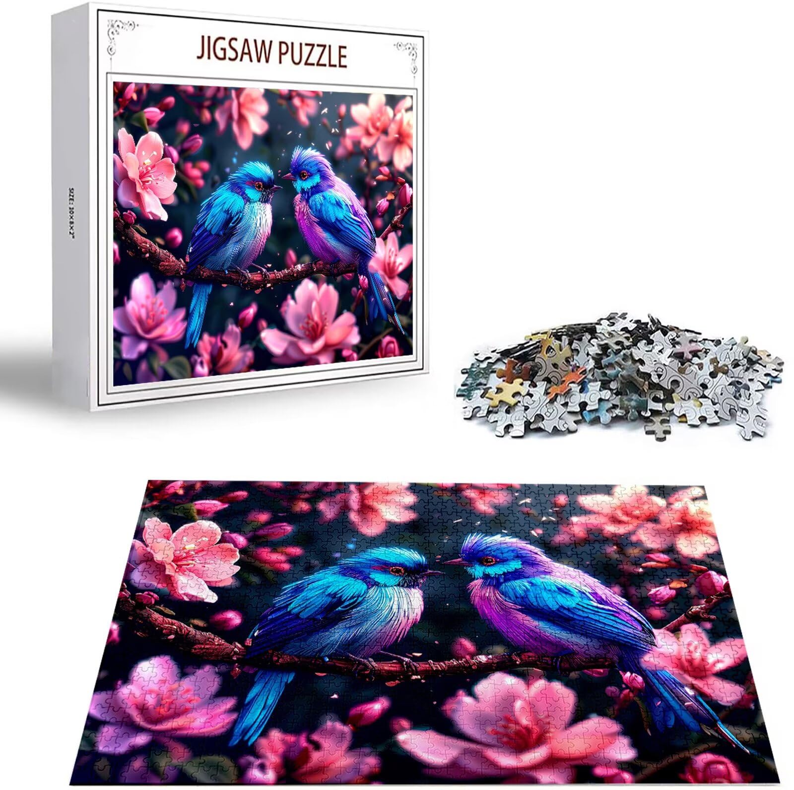 Puzzle Fiore Puzzle 4000 Pezzi Jigsaw Adulti DIY Classici Gioco, Puzzles a Forma di Uccello, Giochi Rilassamento e Intelligence per Ragazzi 14 Anni 141x87cm/4000 pcs con Scatola Regalo in Legno H-6496