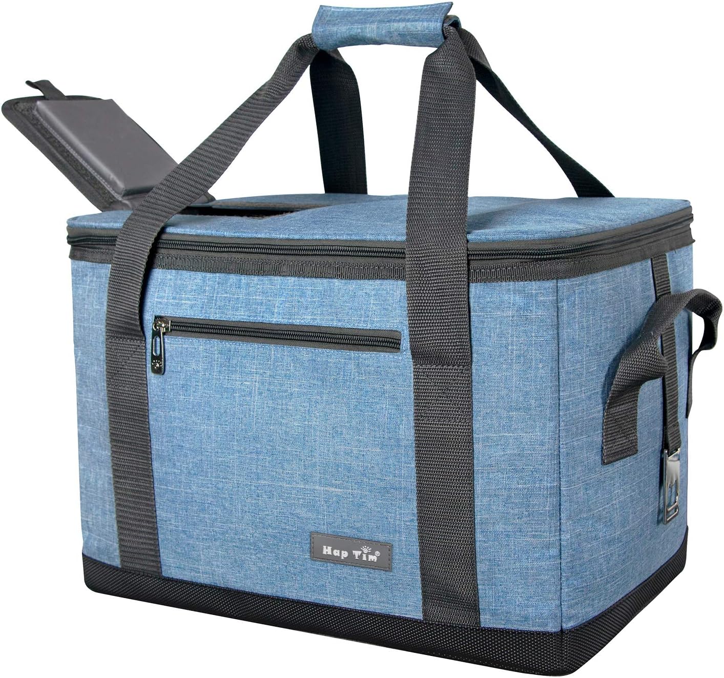 Soft Cooler Bag 40-Can Large Reusable Grocery Bags Soft Sided Collapsible Travel Cooler for Outdoor Travel Hiking Beach Picnic BBQ Party(US13634-Blue Grey)