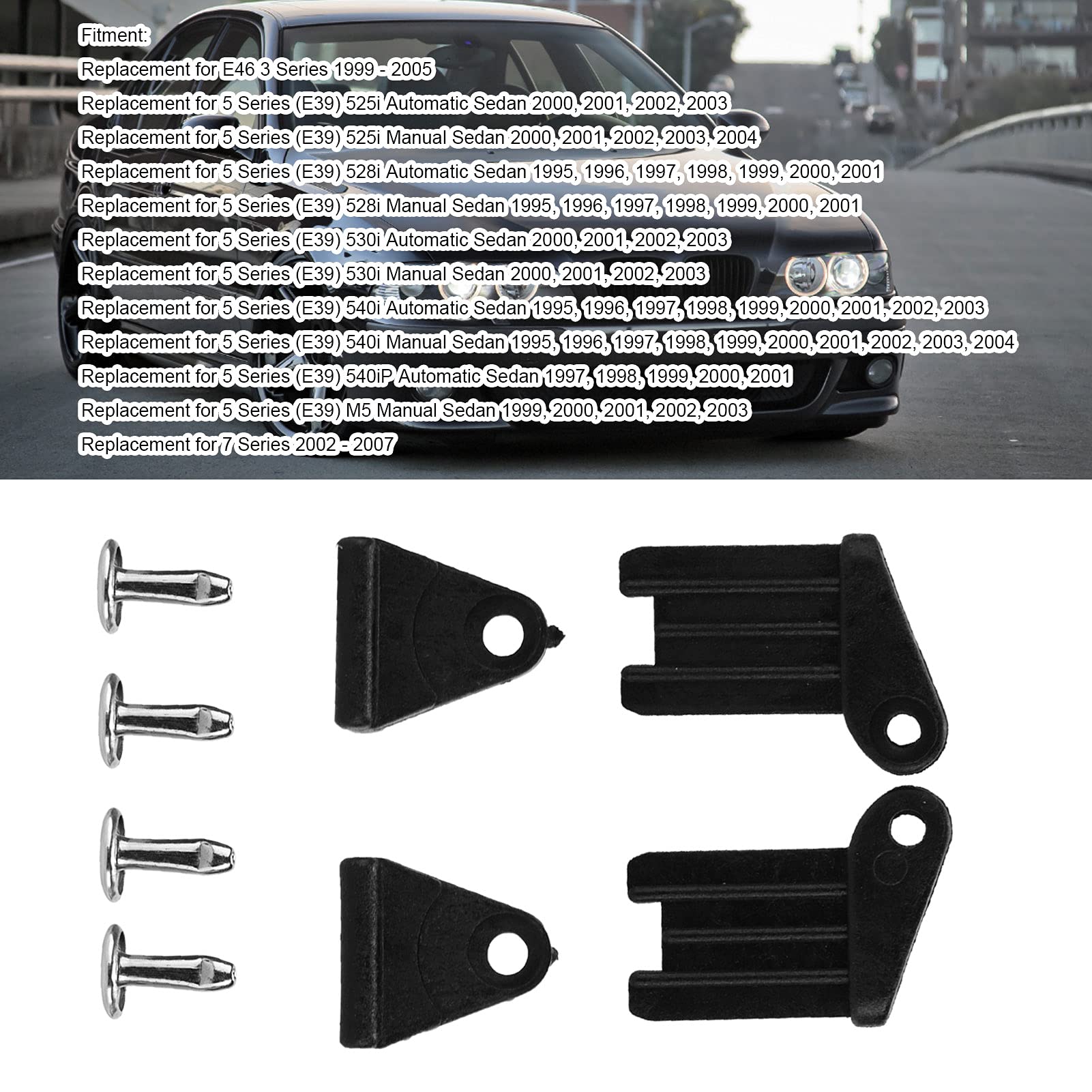 Reparatursatz für den Hinteren Sonnenschutz für 5/7-Serie 525i 528i 530i 540i E39 E46, Langlebiges ABS und Metall, Einfache Installation