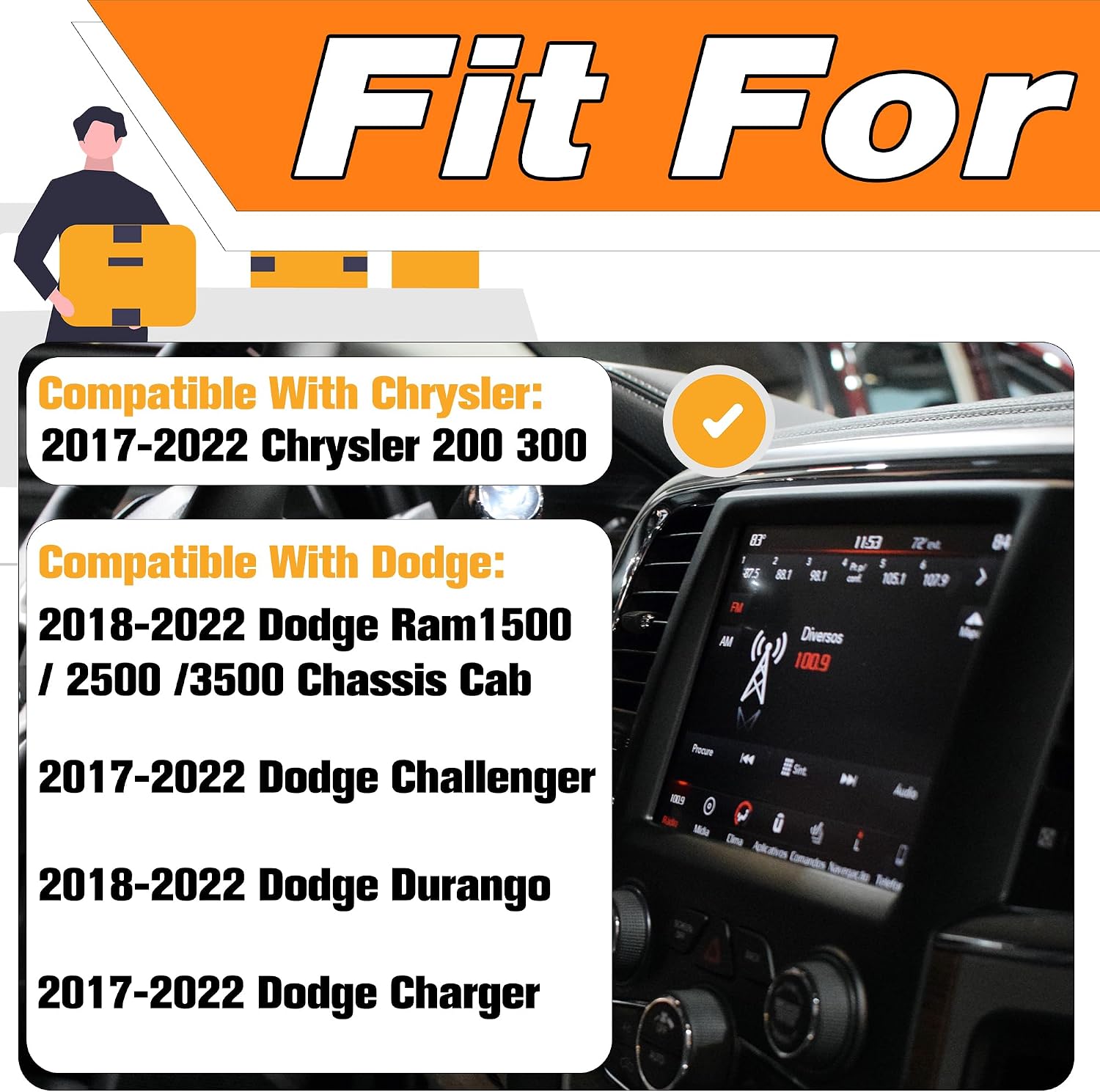 8.4" Uconnect Touch Screen 4C UAQ LCD Monitor Radio Navigation Compatible with Dodge Ram Chrysler Charger Jeep Cherokee Wrangler Gladiator Compass 2017-2022. LA084X01(SL)(02)