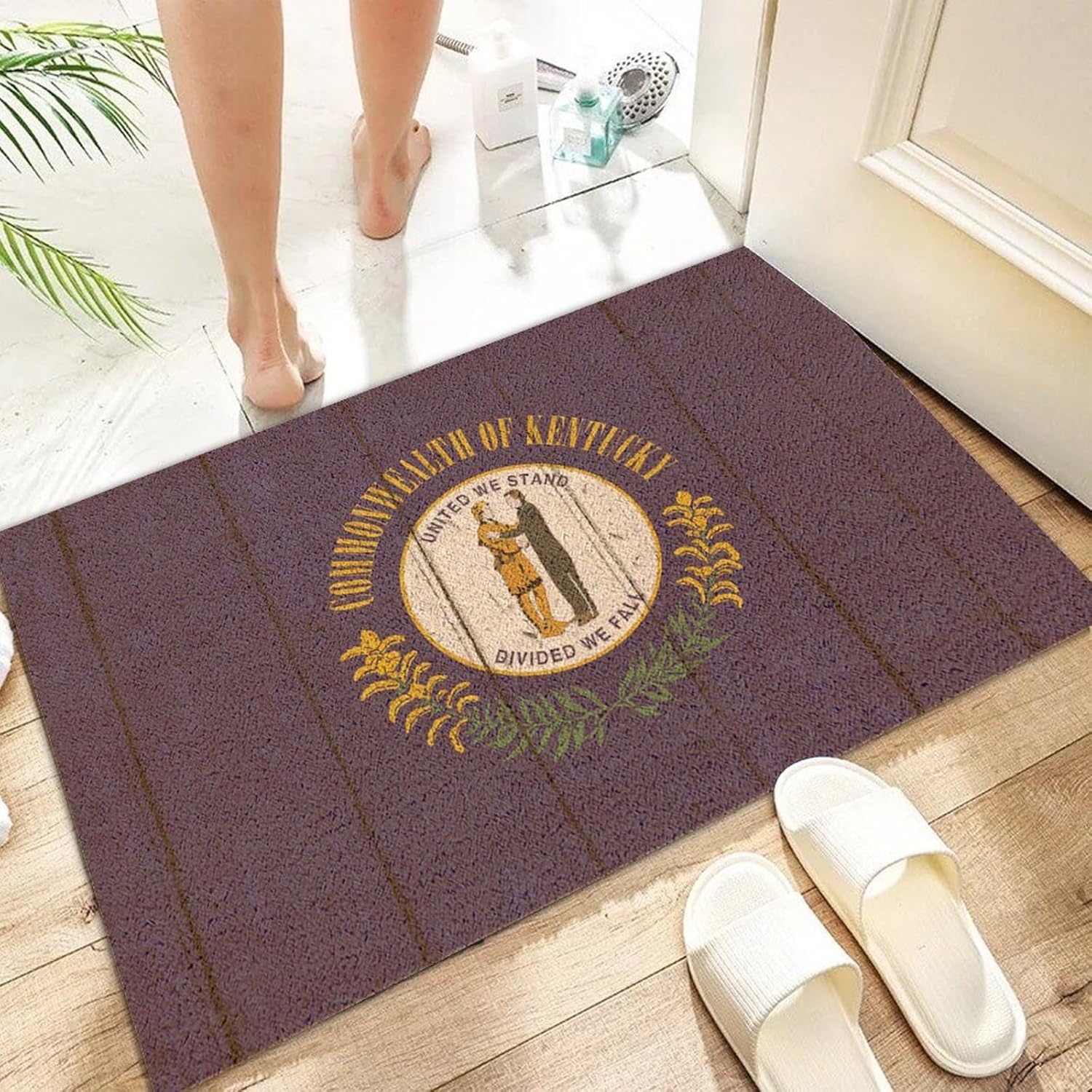 Coir Fiber Welcome Mats for Front Door 24x36in Kentucky Anti Slip Door Mats Outdoor US American State Flag USA Entry Door Rugs Traffic Guard Stylish Farmhouse Décor for Front Door Outside