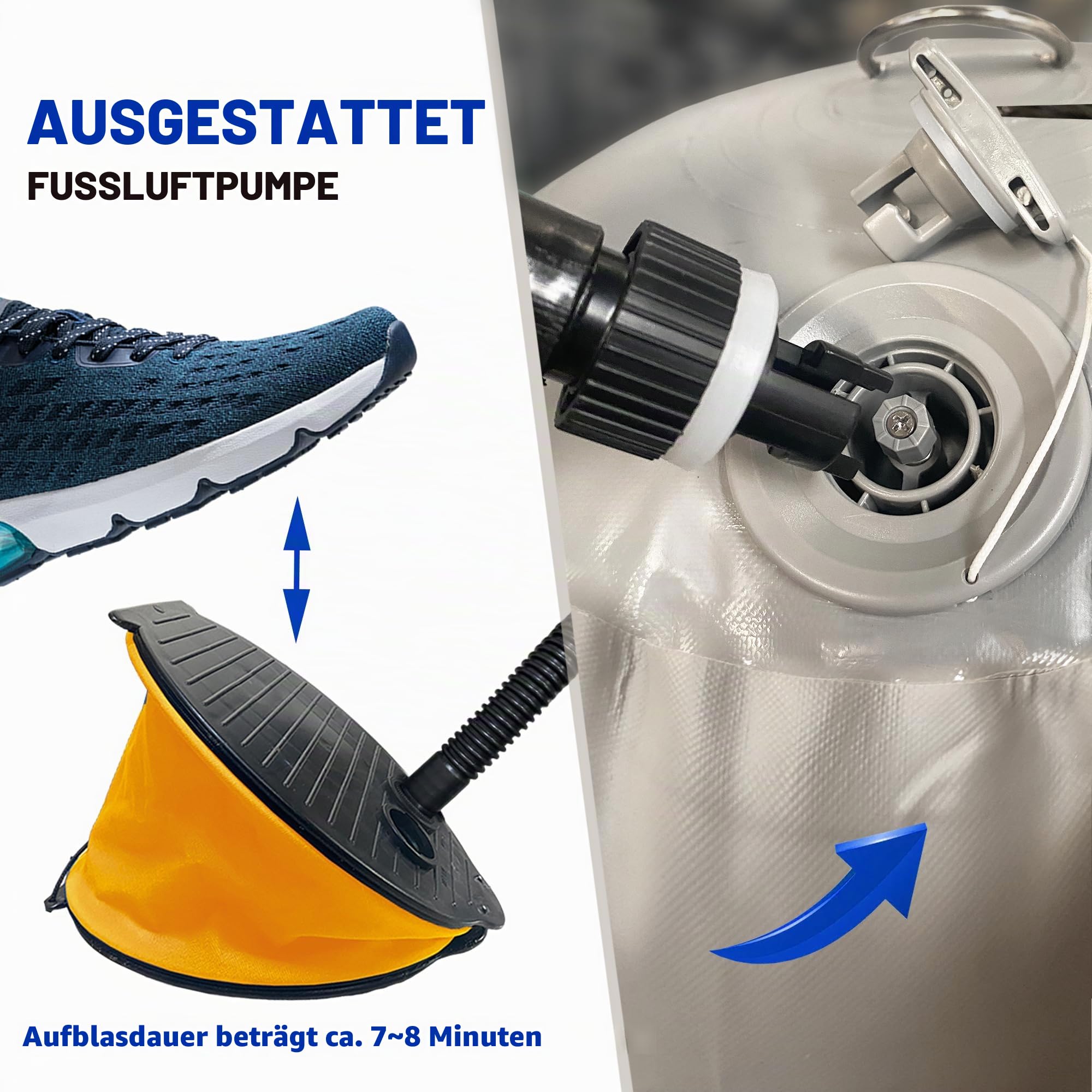 Hochleistungs-Schlauchbootfender,Bootsstoßstange zum Andocken, Yacht, Segelbootsteg, Bootsfender Ausgestattet mit 10 m Doppelt Geflochtenem Nylonseil, Fußpumpe