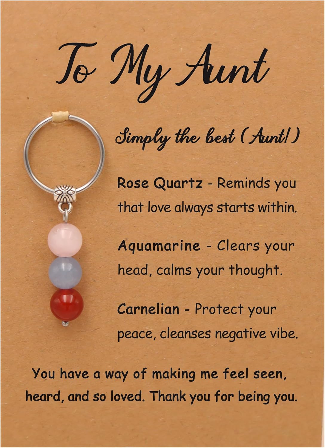 PRCOLUX Natural Healing Crystal Keychain Gifts for Women, Best Friend, Mom, Aunt, Wife Birthday Christmas Graduation Gifts