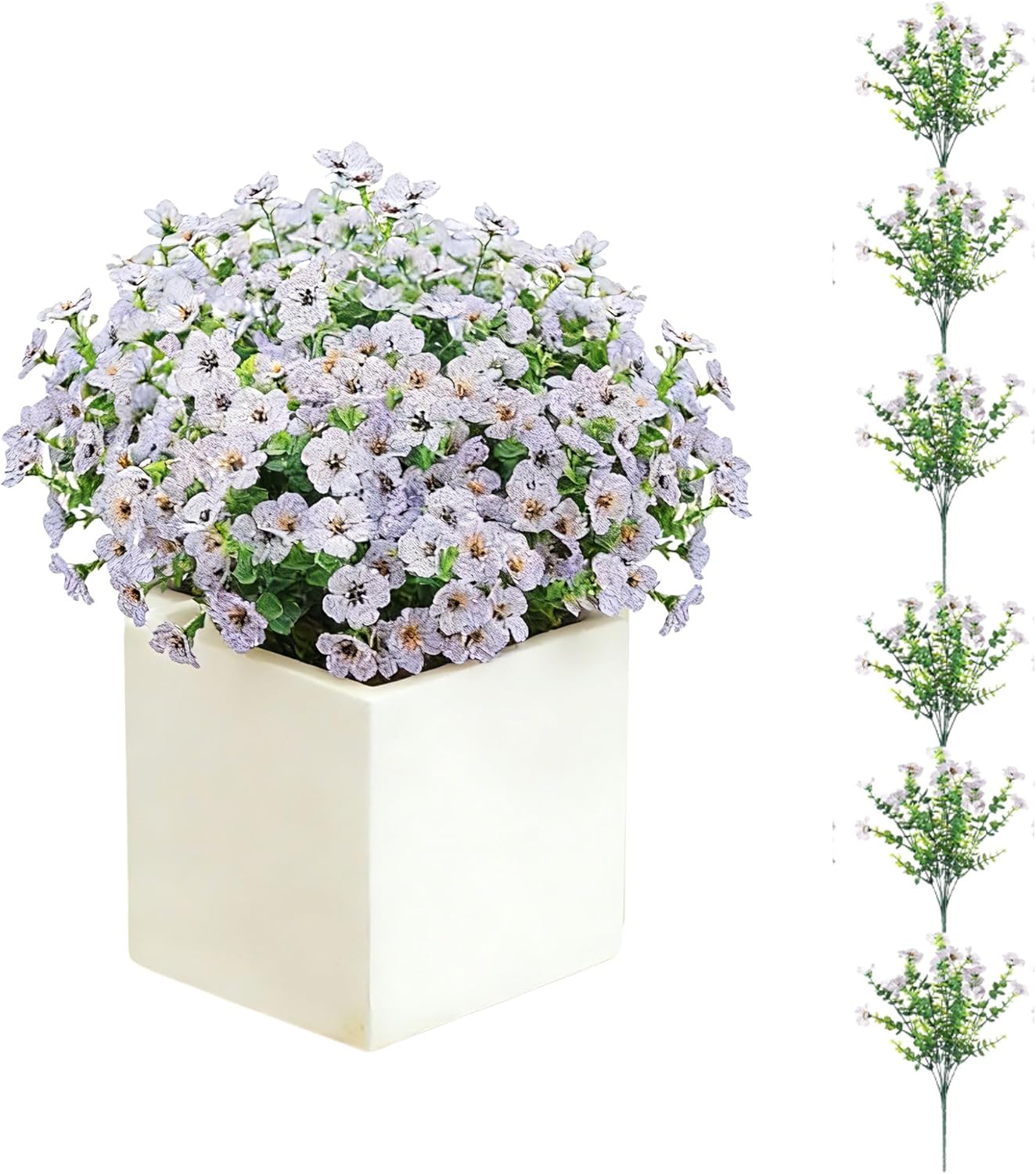 Artificial Flowers for Outdoors, 13" UV Resistant Faux Plastic Flowers, Realistic Fake Outdoor Plants for Porch, Garden, Window Box, Patio Decoration (Pots Not Included) (Multicolored 12 Bundles)
