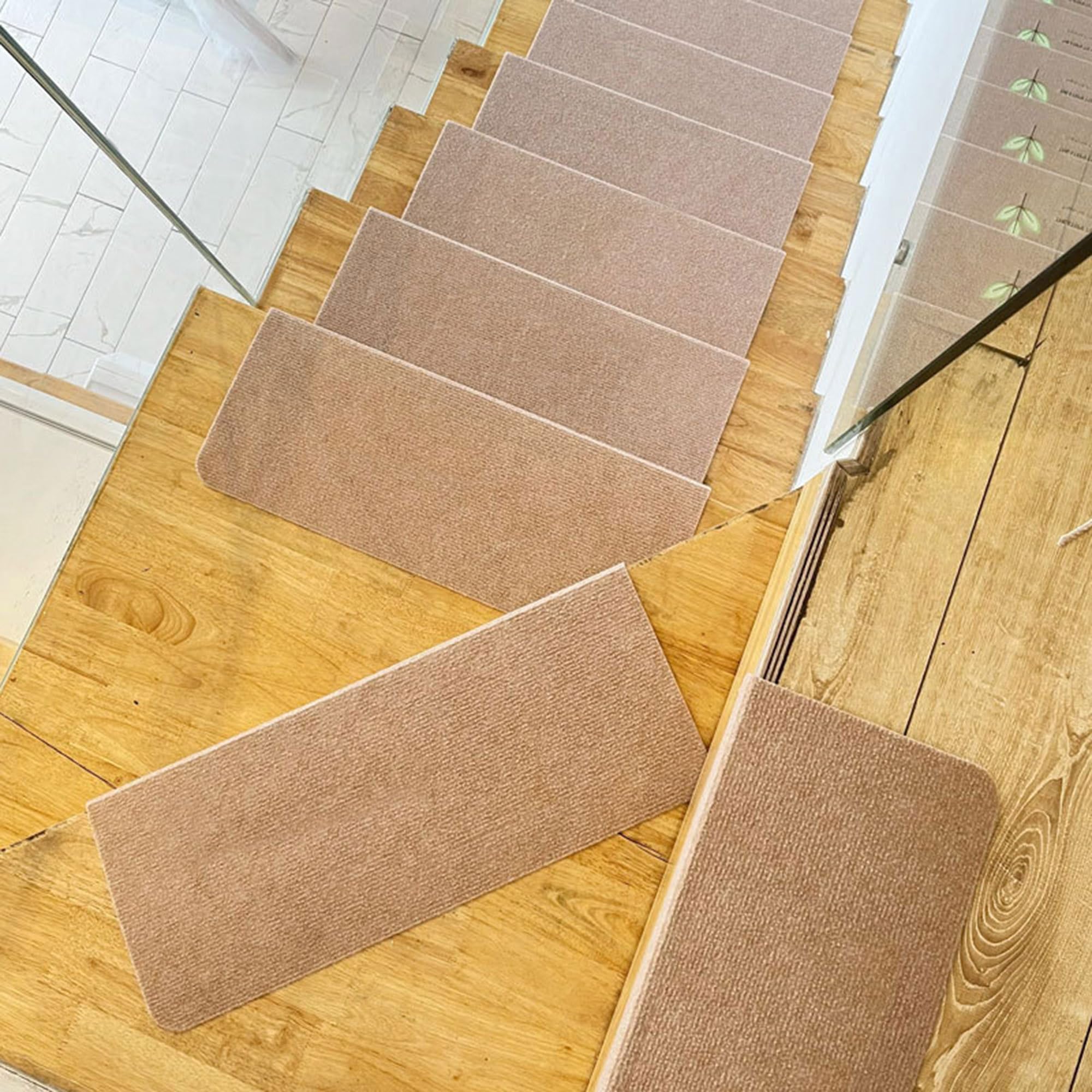 Lot de 15 tapis de couloir d'intérieur autocollants, pour personnes âgées, enfants et chiens, tapis de protection antidérapant pour décoration d'escalier de la maison (70 x 20 cm, café)