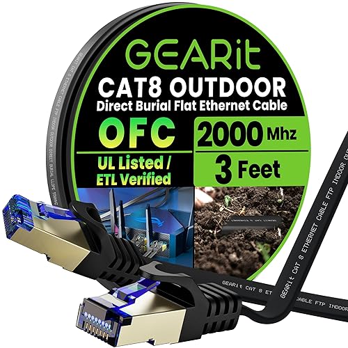 Miniatura 15 de GEARit Cable Ethernet Cat8 para exteriores (40 pies), impermeable, entierro directo, en tierra, chaqueta UV LLDPE, cobre puro, 26 AWG, cable de