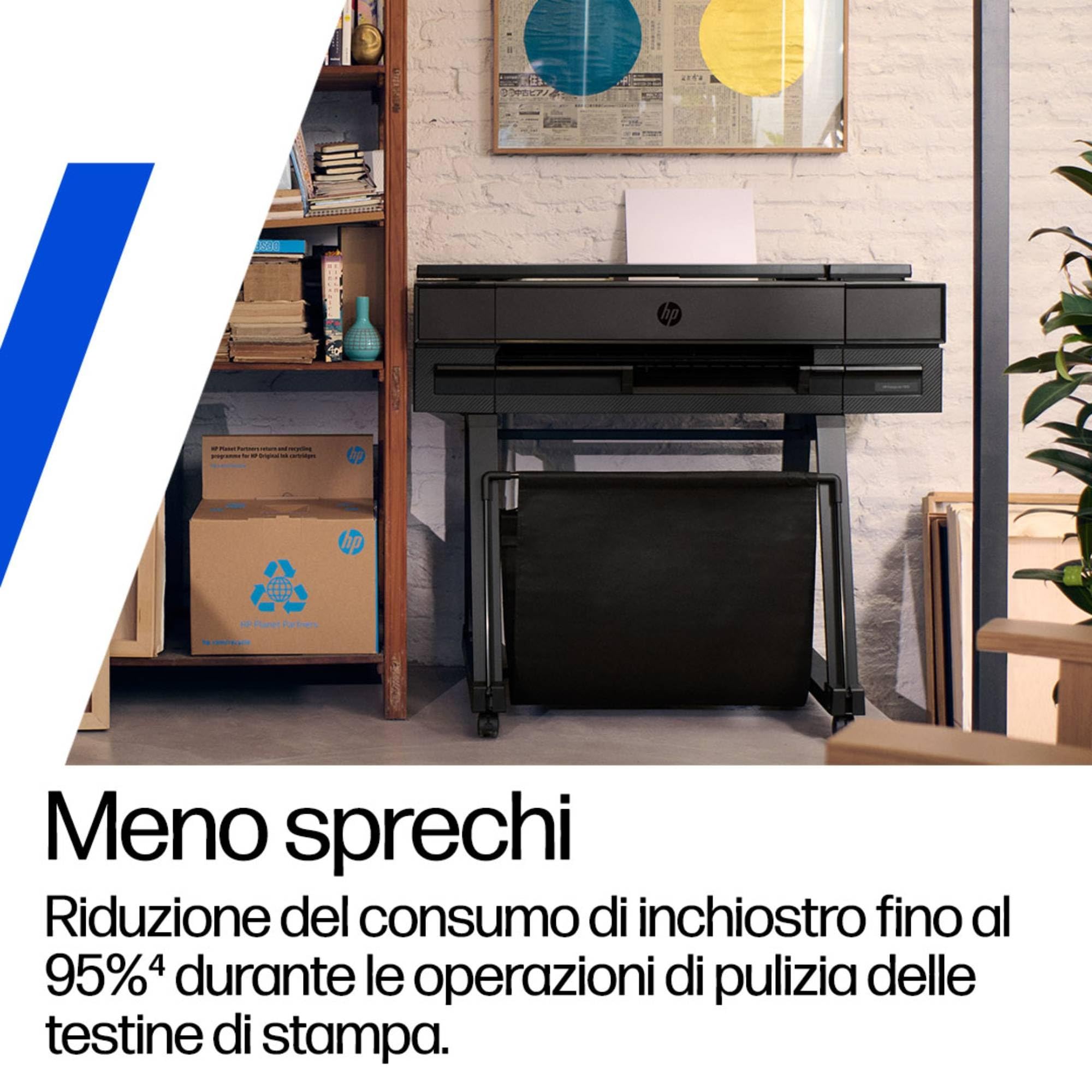 HP DesignJet T870, 61 cm (AM0X9A), Stampante grande formato, Plotter, Multi-formato A4–A1/D, Fino a 120 stampe A1/ora, Wi-Fi, Ethernet, USB, Flex Tech, garanzia 2 anni, Click, nero