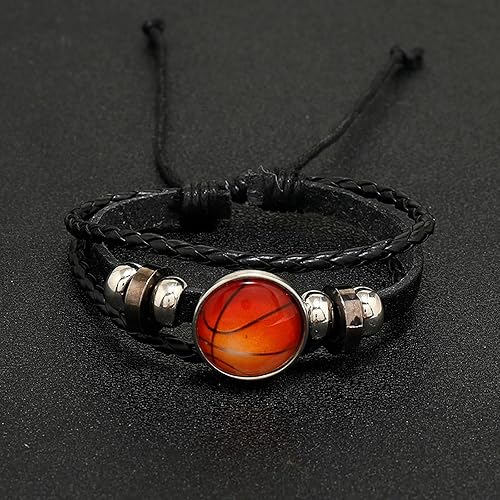 Miniatura 3 de Pulsera de pelota deportiva para hombre, pulsera deportiva de cuero, pulsera de fútbol, baloncesto, béisbol, voleibol, cuentas, regalos de fútbol