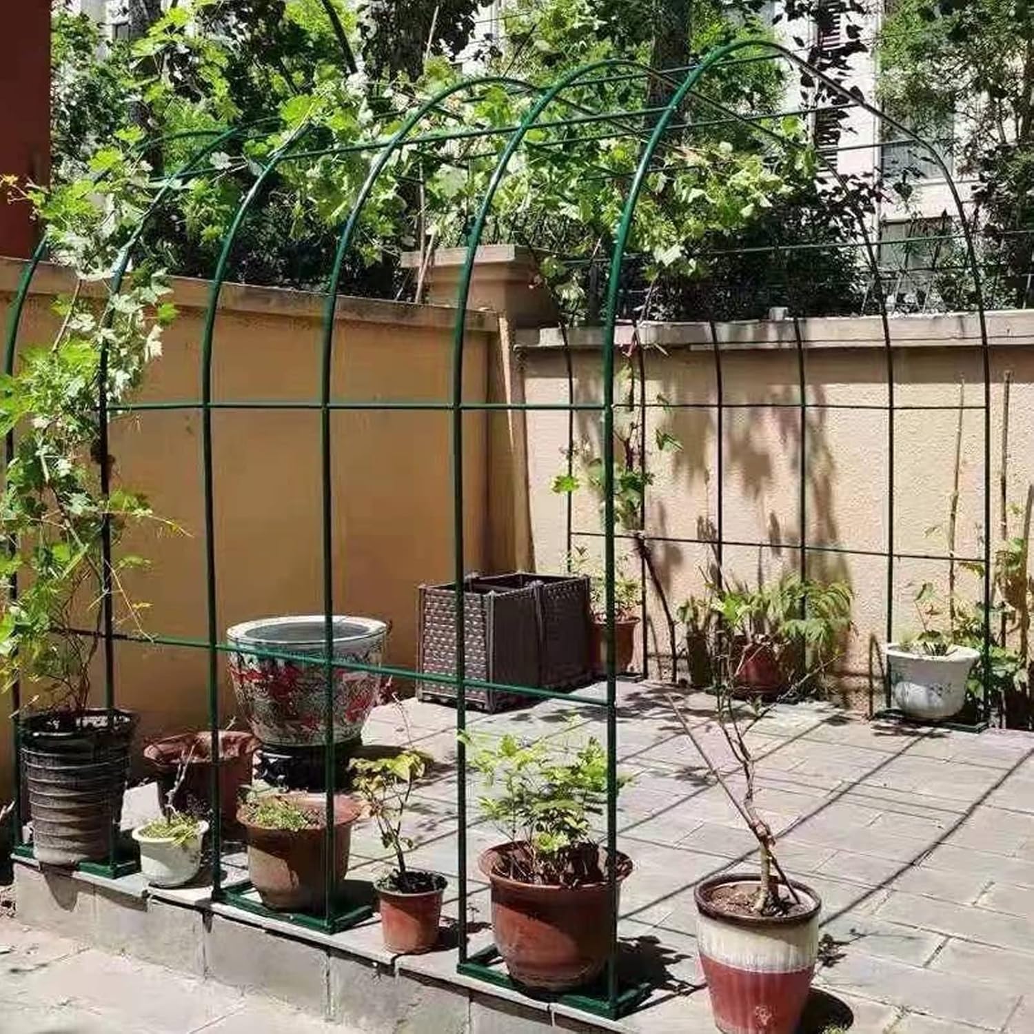 Garden Arch Trellis for Climbing Plants, Green Metal Rose Arbor Support, 2x2.3m Outdoor Archway for Lawn, Backyard, Wedding Decor, Flower Climbing Rack