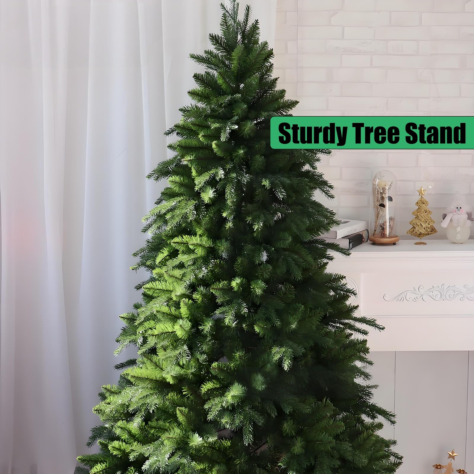 Árbol de Navidad Artificial Verde de PE, Pino Navideño Premium con Bisagras para Decoración de Interiores, Incluye Soporte(240cm/8ft)