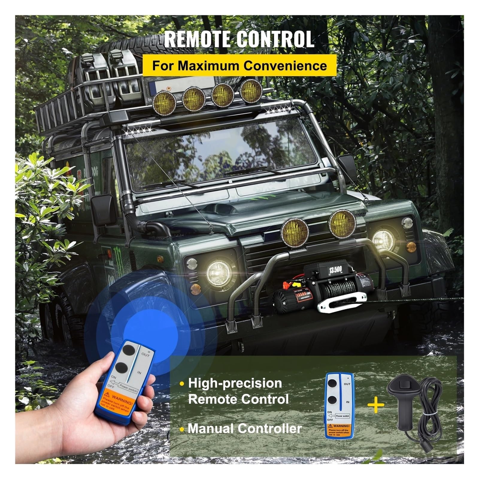 13500 LBS Elektryczna Wciągarka Samochodowa 12 V ATV Lina Syntetyczna Z Pilotem Do Przyczepy Samochodowej 4X4 Wciągnik elektryczny łańcuchowy