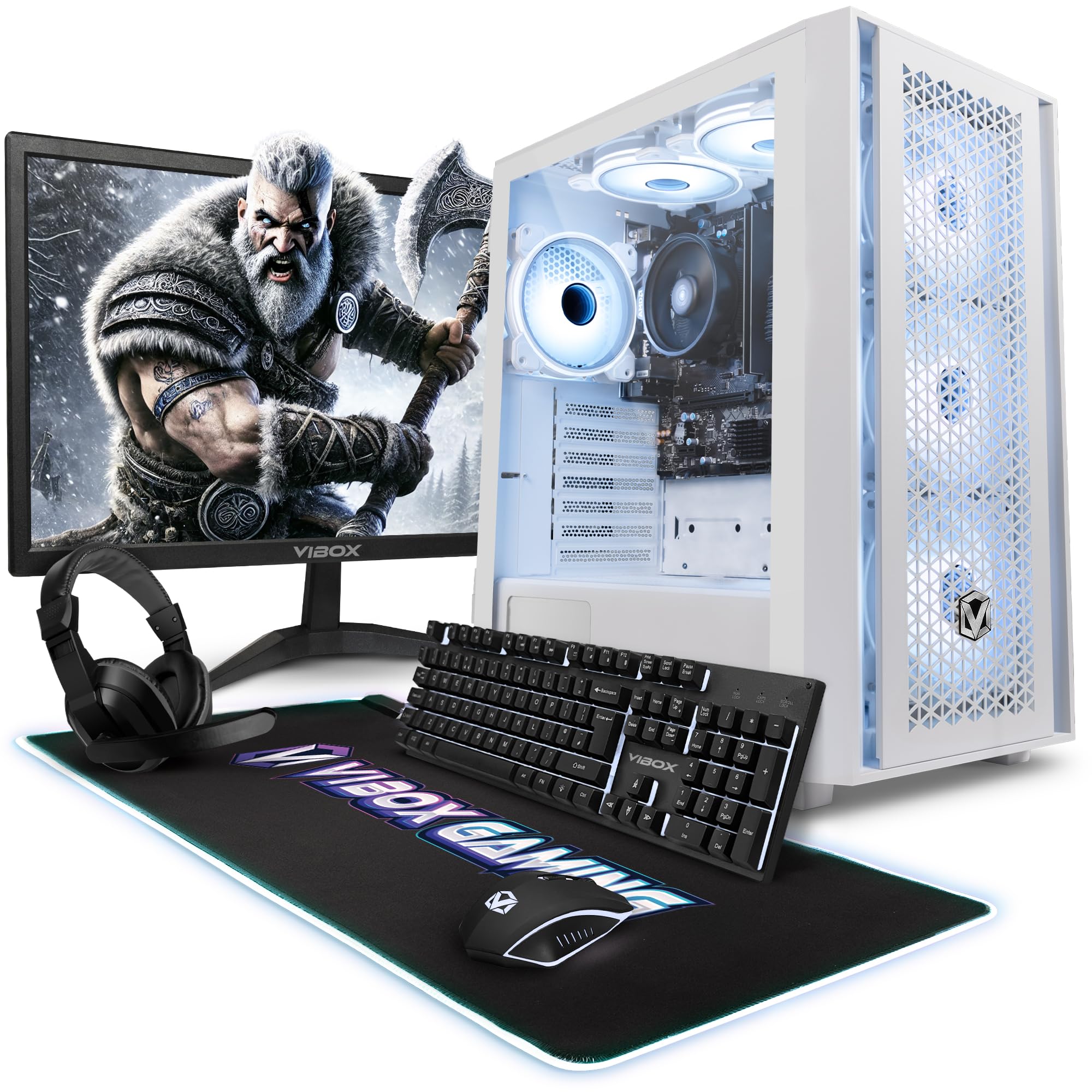 Vibox I-12 Gaming PC Set Komplett • Monitor 22 Zoll • AMD Ryzen 3 3200G 4-Kern • Radeon Vega 8 • 16GB RAM • 500GB SSD • Windows 11 • WLAN 6 + Bluetooth 5.4