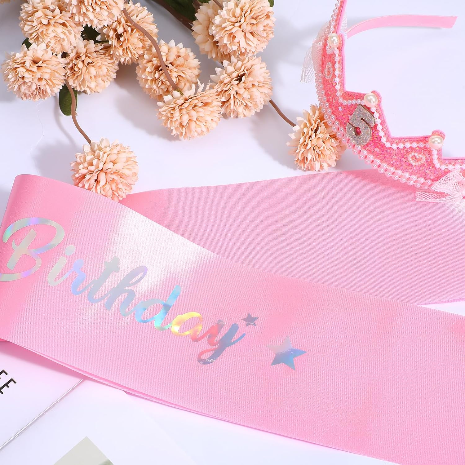 Birthday Girl Sash and Crown, Birthday Girl Headband Glitter Rhinestone Princess Party Decorations for Girls Outfit