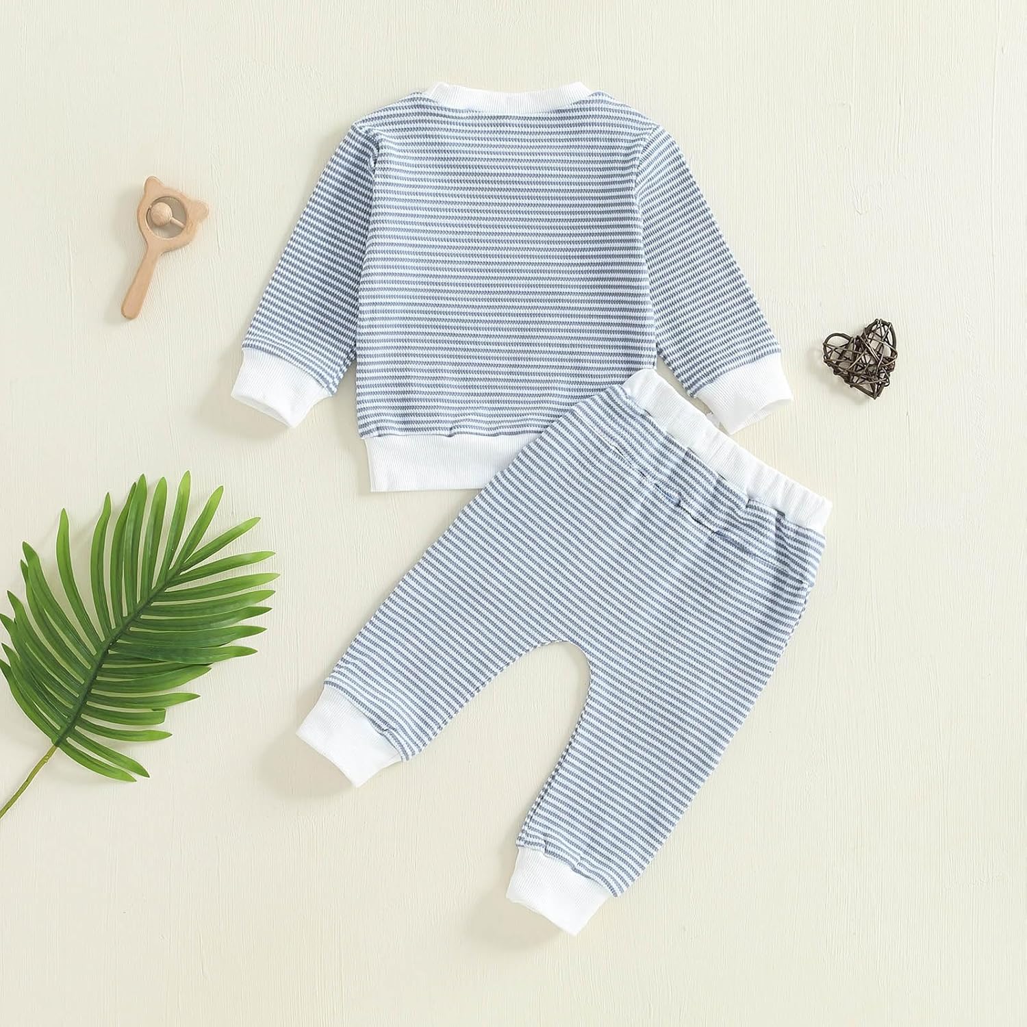 Toddler Baby Boy Clothes Mamas Boy Embroidered Striped Long Sleeve Sweatshirt Pants Set 2 Pcs Fall Winter Outfits - Image 5