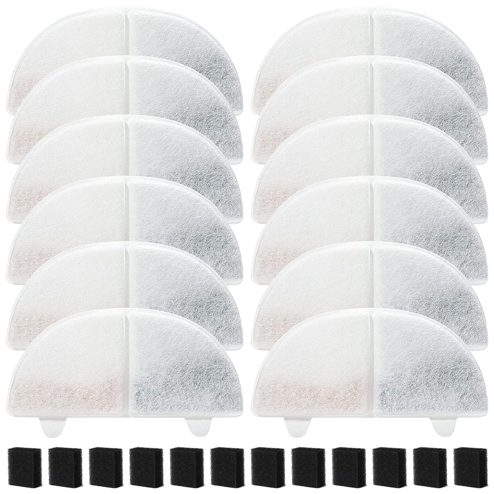 Hantoc 20 Stück Ersatzfilter für Trinkbrunnen, Katzenbrunnen 10 Stück Kohlefilter und 10 Stück Schaumfilter für 2L 20dB Katzenbrunnen WF20 Ersatzfilter mit Harz und Aktivkohle